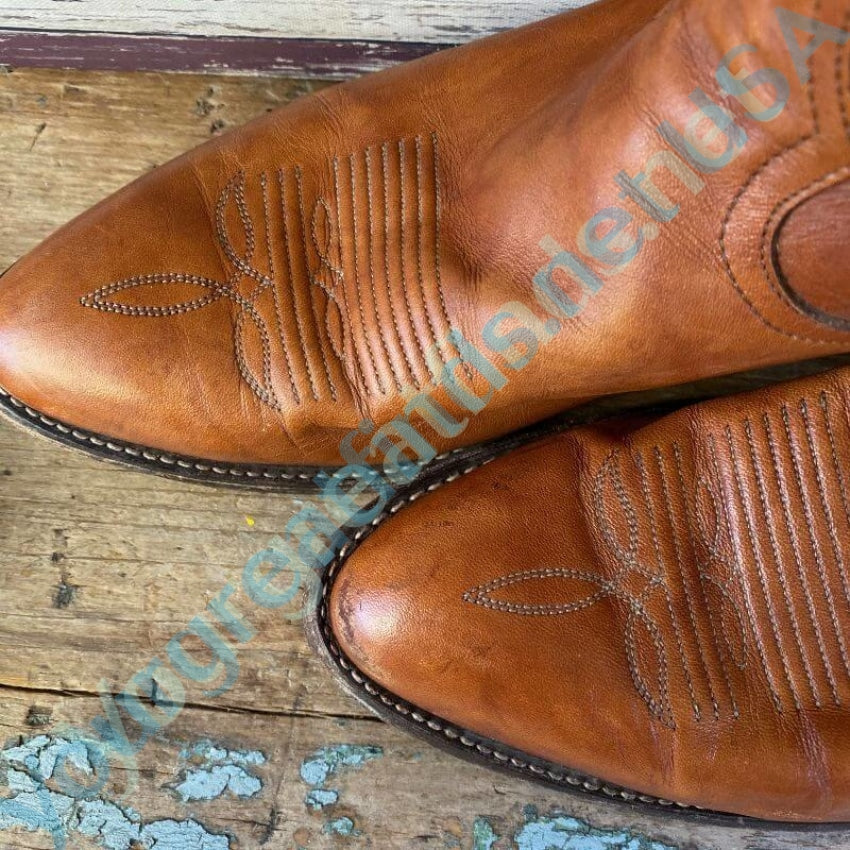 Tony Lama Vintage Brown Leather Western Cowboy Boots for Men - Authentic Rodeo & Country Style Footwear for Riding, Dancing, and Western Fashion