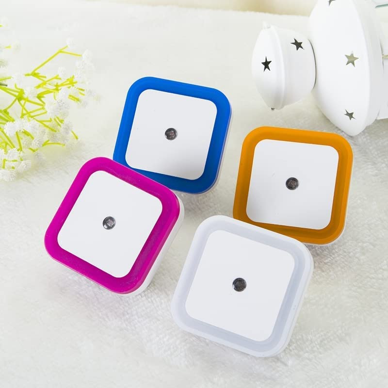 Othmro 4-Pack ABS Plug-in Night Light with Auto Dusk-to-Dawn Sensor, Warm White LED Christmas Bulb (L65×W65×H68) - Perfect for Bedroom, Kitchen, Hallway - Blue EU Plug for Home Safety & Holiday Decor