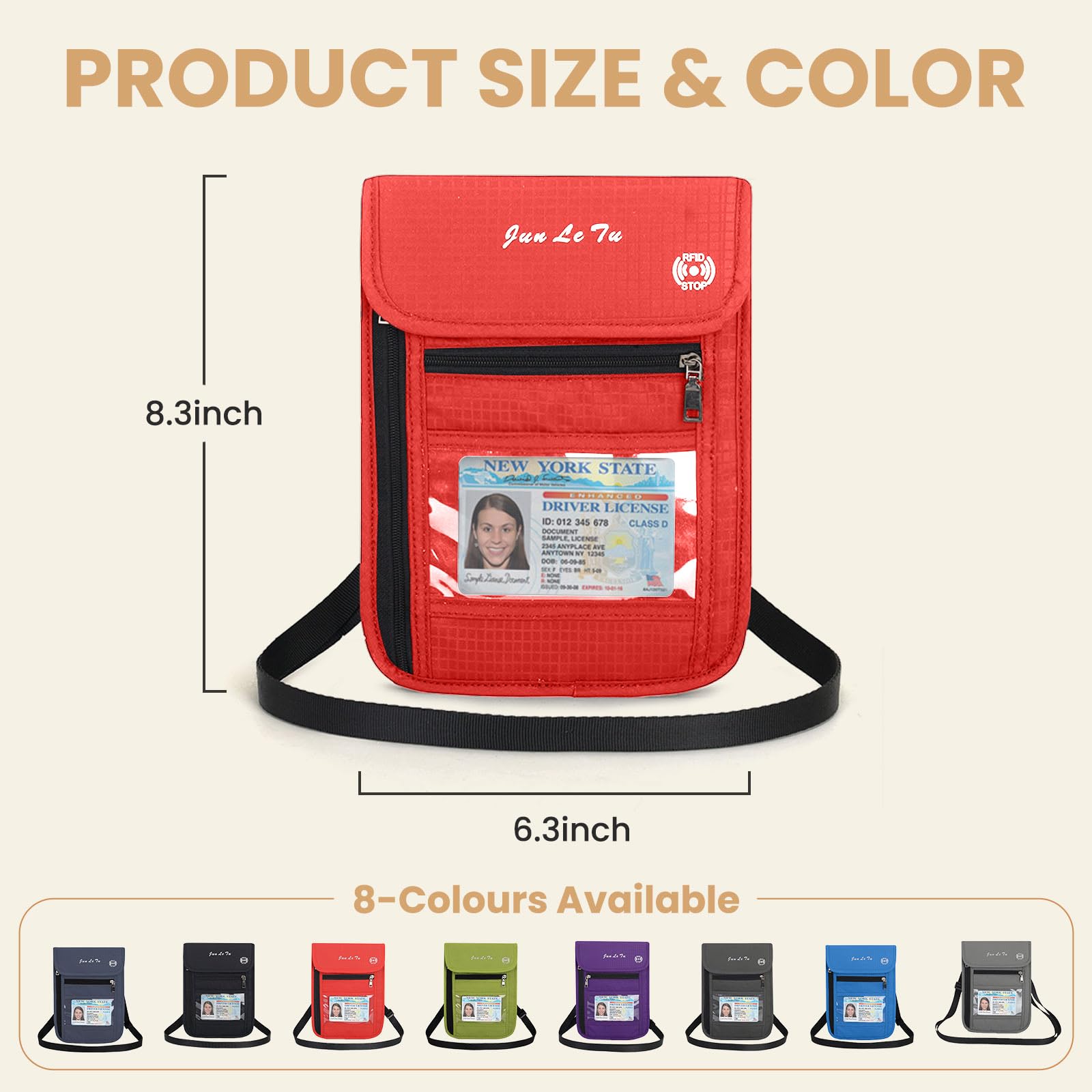 RFID Blocking Passport Holder with Visual Window - Waterproof Travel Wallet for Men & Women | Secure Document Organizer for Airports, Vacations & Business Trips | Red