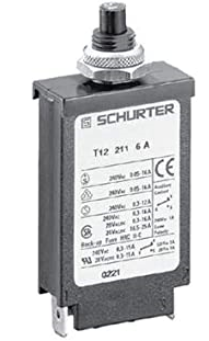 4410.0106 T12 211S 10 1 Pole Thermal Circuit Breaker - 10A 240VAC/28VDC 1kA with Threaded Neck, Reset Button & Quick Connect Terminals - Ideal for HVAC Systems, Industrial Equipment and Electrical Appliance Protection