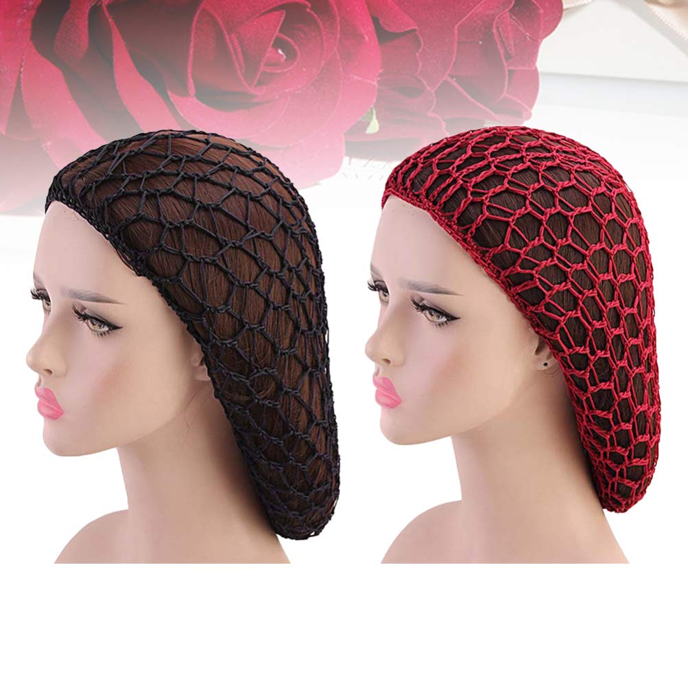 Minkissy Crochet Hair Net Snood - 2pcs for Women & Girls, Sleep & Bun Cover