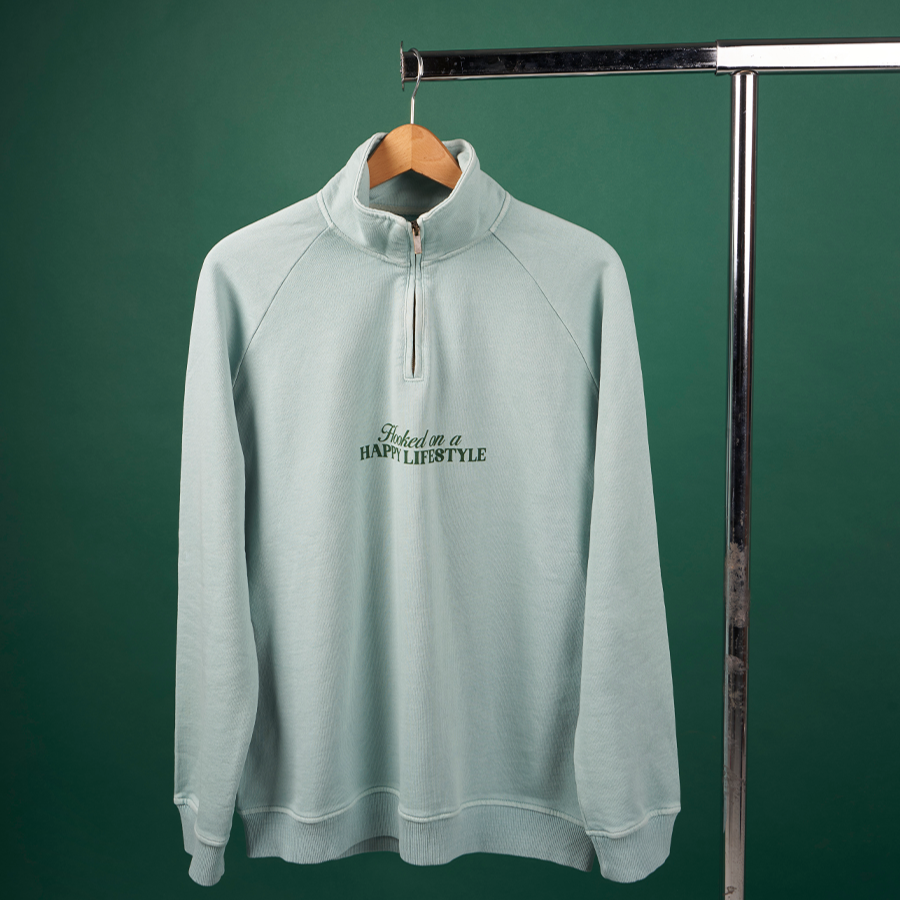 Half Zip Hooked Verde Pullover Sweatshirt for Men - Comfortable & Stylish Casual Wear for Outdoor Activities and Daily Use
