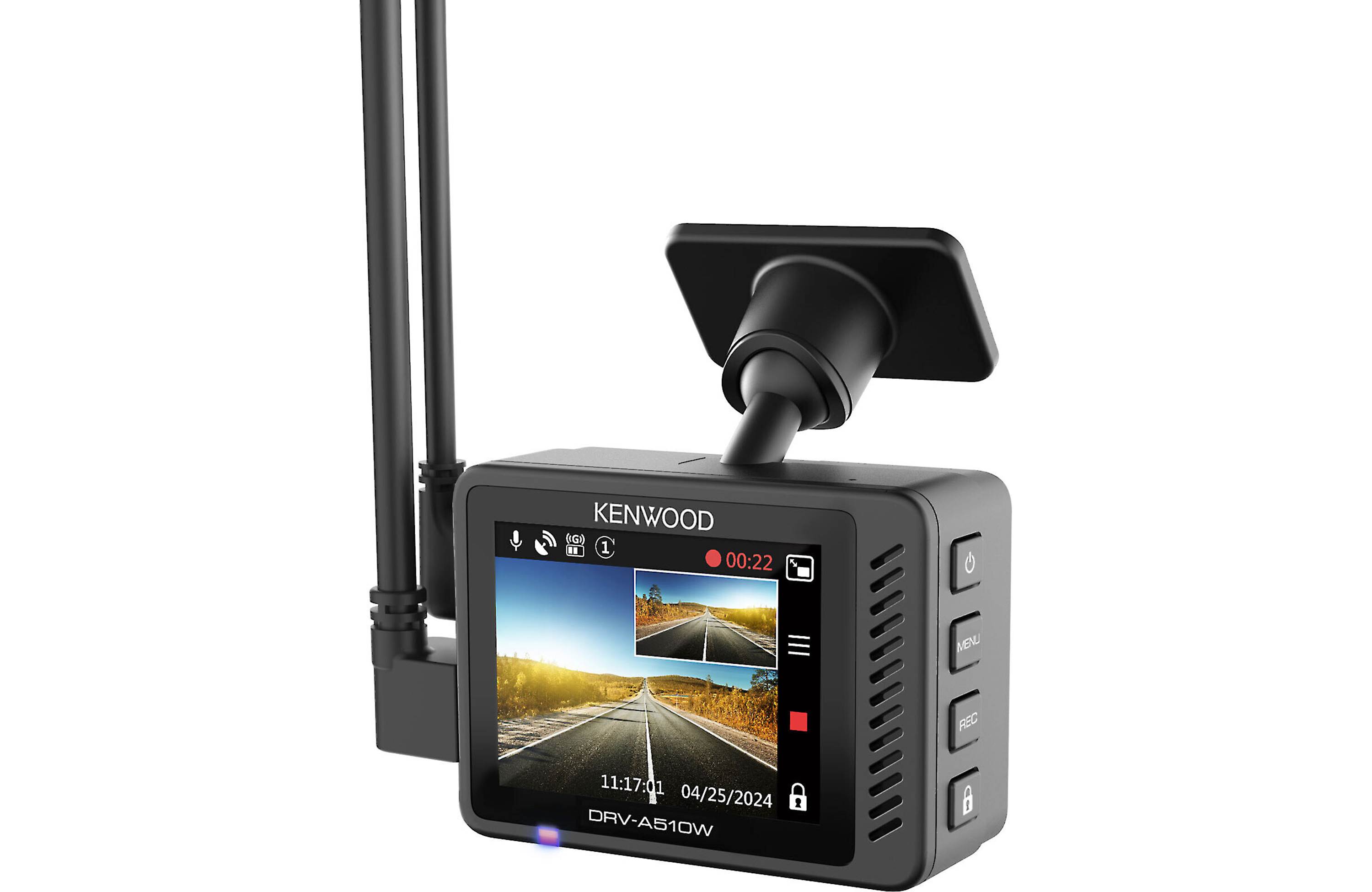 Kenwood DRV A510WDP 4K Front and Rear Dash Cam with GPS, WiFi, Night Vision - Car Security Camera for Uber, Taxi, Fleet Vehicles