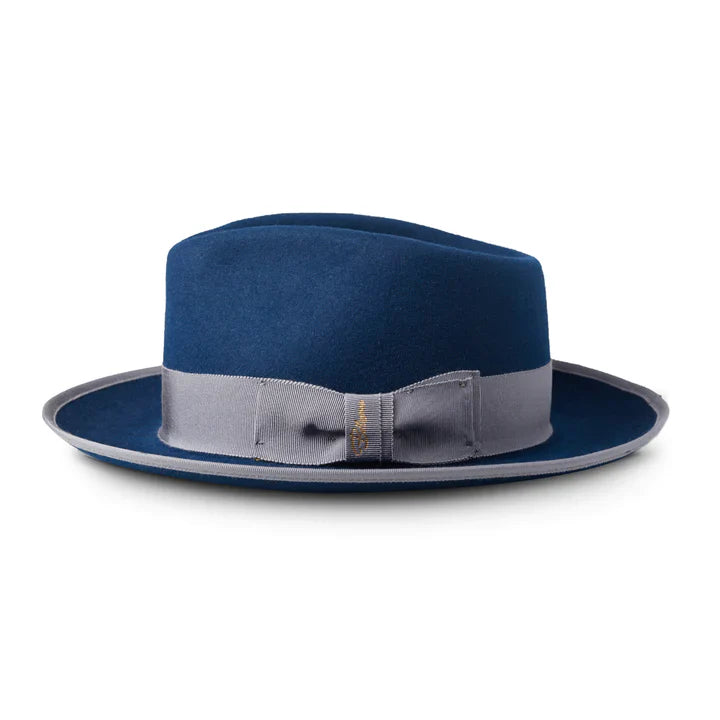 Bellissimo Duke Fedora Hat for Men - Stylish Sapphire Blue Wool Felt Fedora - Perfect for Casual Wear, Outdoor Events & Vintage Fashion