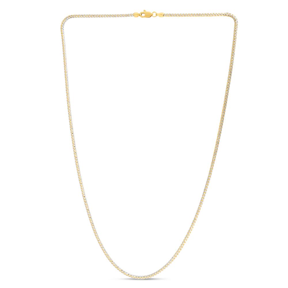 14K Gold 2.3mm Round Pave Franco Chain Necklace - Elegant Layering Piece for Women, Perfect for Everyday Wear & Special Occasions