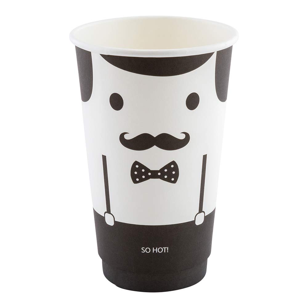 Restaurantware 16oz Disposable Paper Coffee Cups - 25 Pack Leakproof & Insulated Hot Cups with Matching Lids (Sold Separately) | Eco-Friendly Black & White Design for Cafes, Offices & Home Use