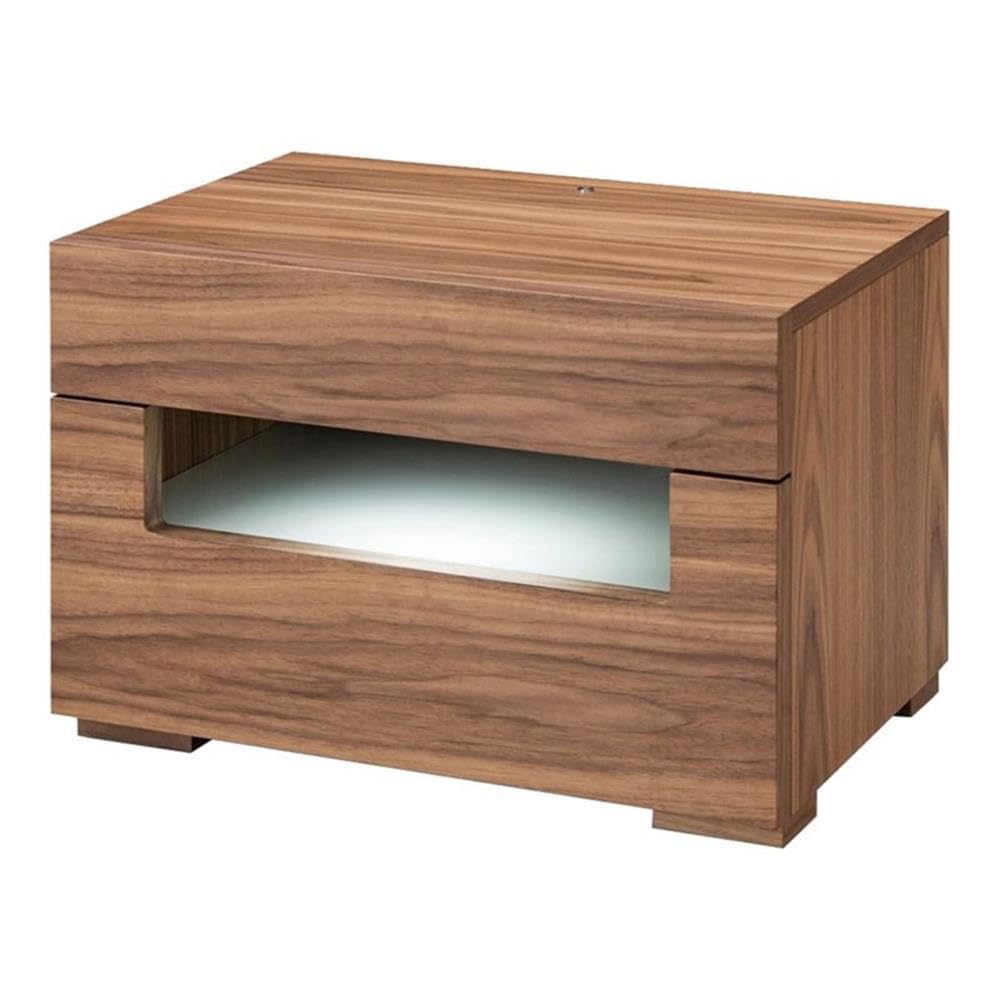 Modern Walnut Nightstand with 2 Drawers - Kymm Collection Contemporary Bedroom Furniture, Veneer Finish for Bedside Storage & Organization | Perfect for Small Spaces, Guest Rooms & Apartment Living