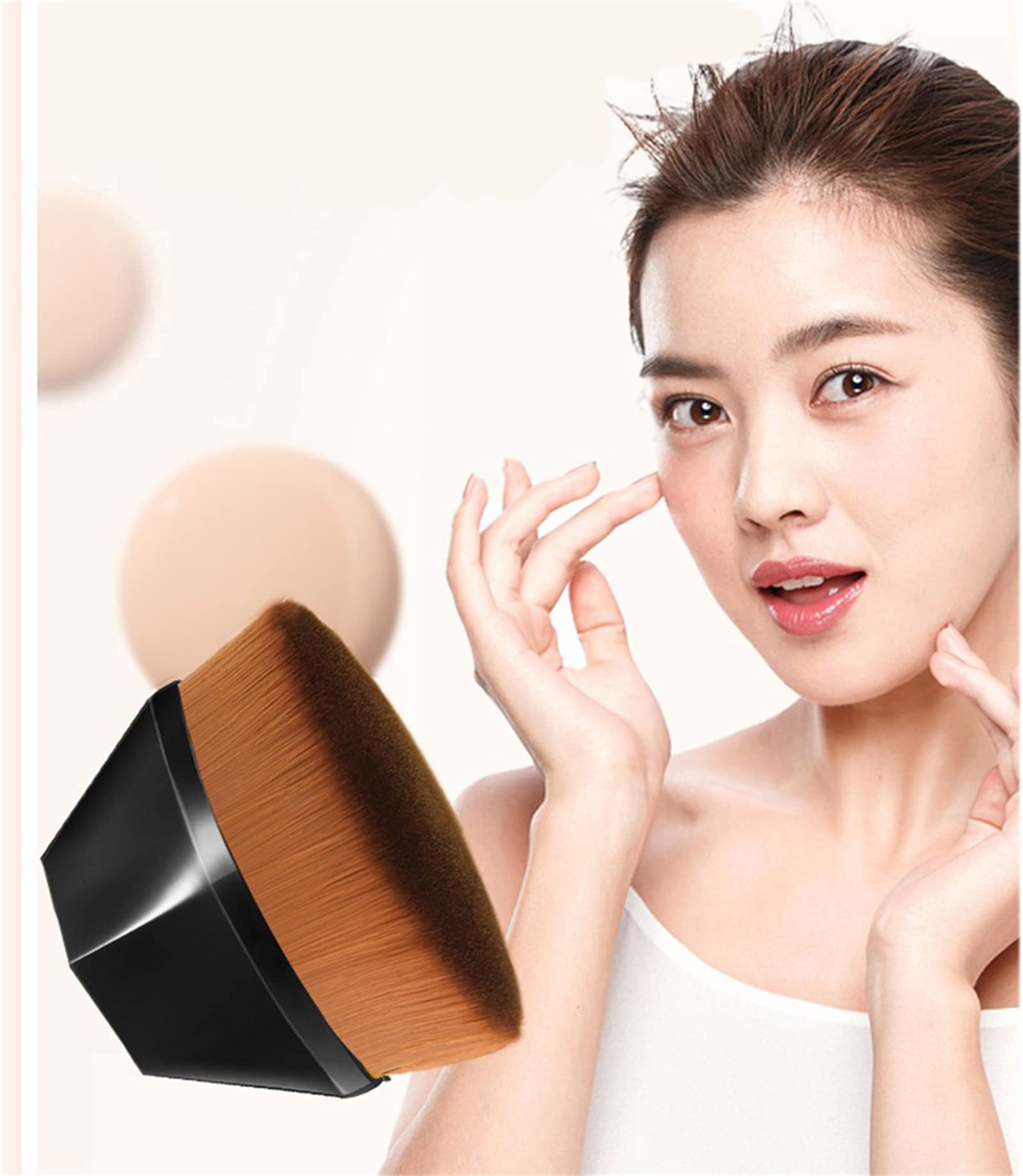 Flat Top Makeup Brush for Foundation - Kabuki Brush with Cover for Liquid, Cream & Powder - Perfect for Flawless Blending & Airbrush Finish - Ideal for Professional Makeup & Everyday Use