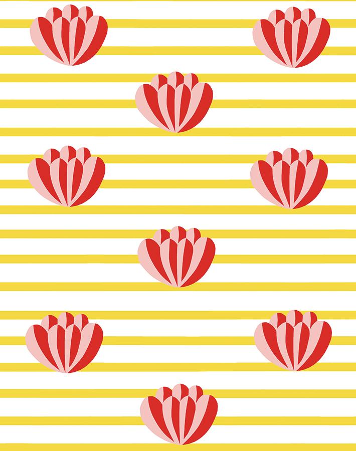 Clare V. 'Lotus Stripe' Wallpaper - Floral Peel & Stick Wallpaper for Bedroom, Living Room | Marigold Pattern Removable Wallpaper for Home Decor