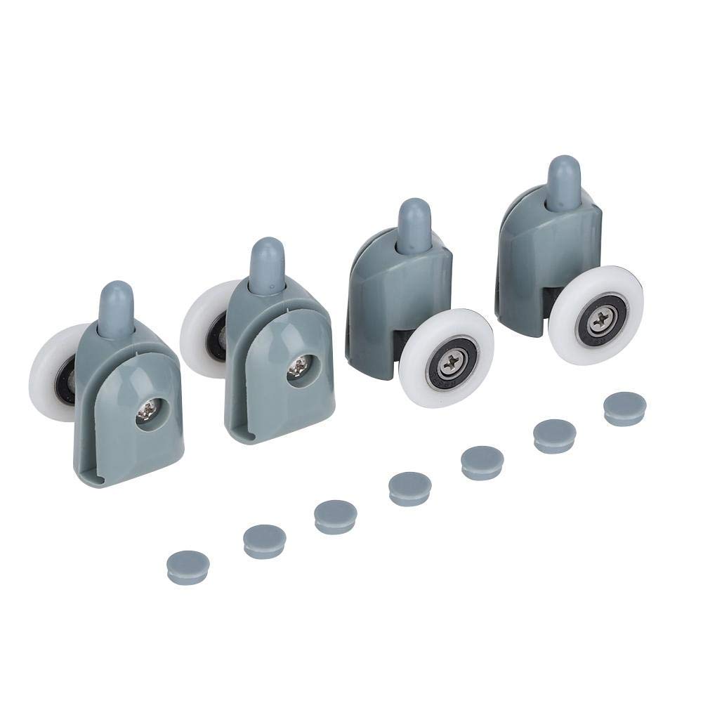 4Pcs Plastic Glass Bearing Rollers for 5MM/6MM Shower Sliding Doors - Smooth Sliding Door Wheels & Pulley System for Shower Cabin, Spa Room, Bathroom Renovation (8 Pcs Top)