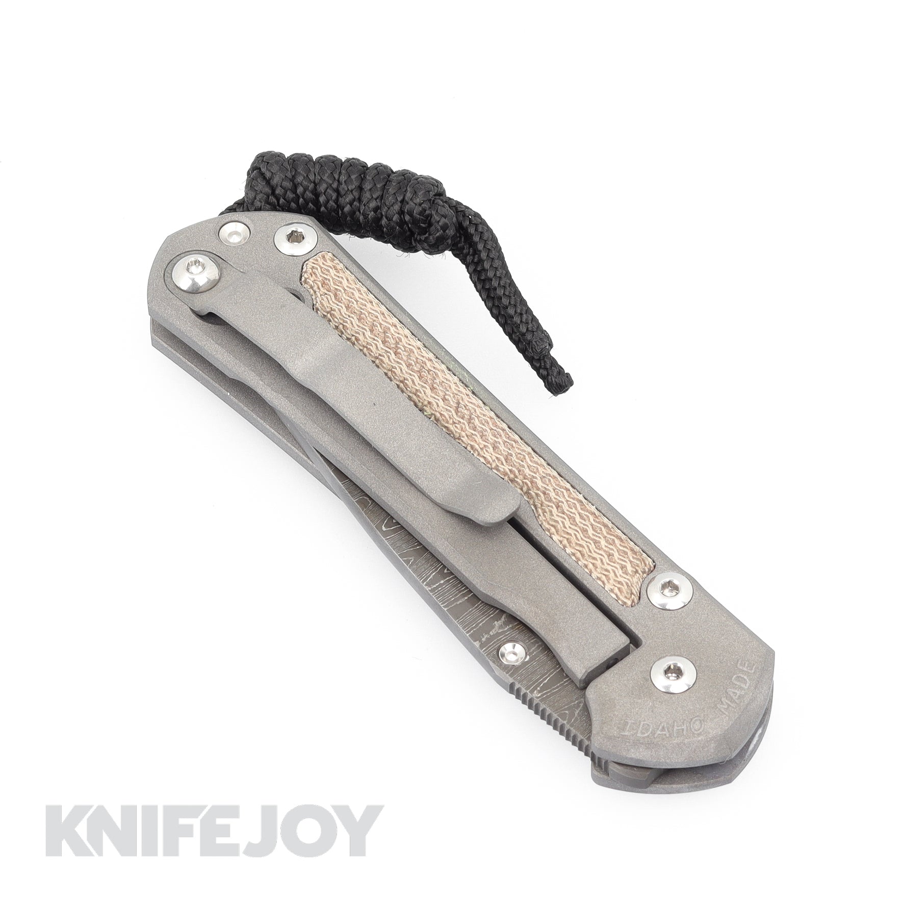Chris Reeve Knives Small Sebenza 31 Folding Knife - Natural Canvas Micarta Inlay, Drop Point Ladder Damascus Blade - EDC, Outdoor, Camping & Survival Knife