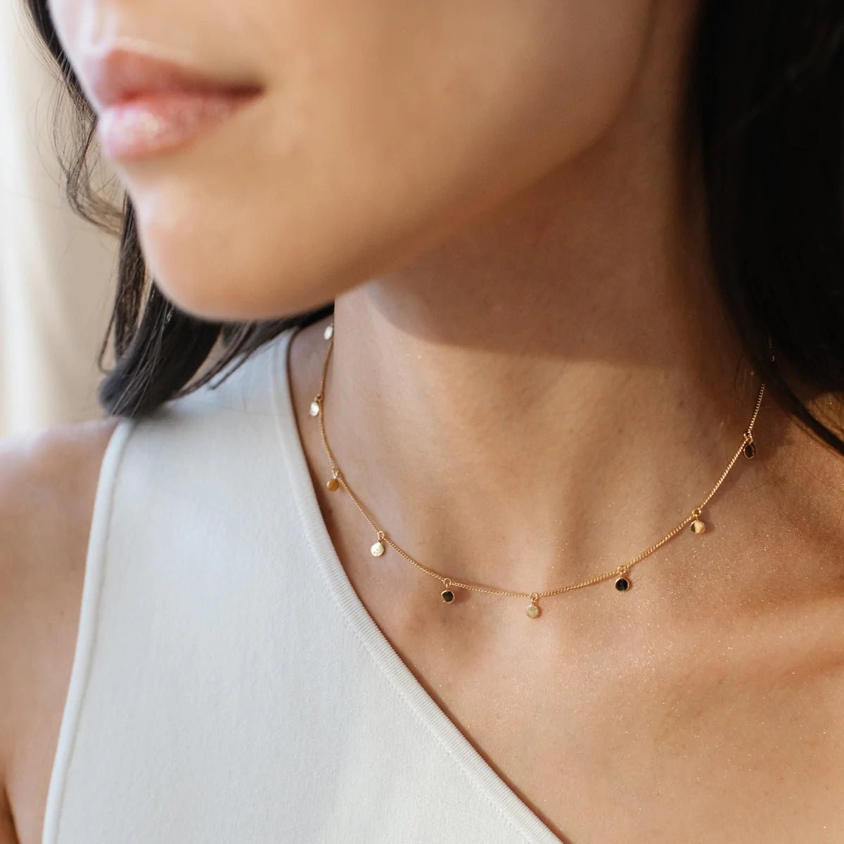 Dainty Poise Disk Necklace - Cubic Zirconia & Gold Plated Elegant Jewelry for Women | Perfect for Weddings, Parties & Everyday Wear