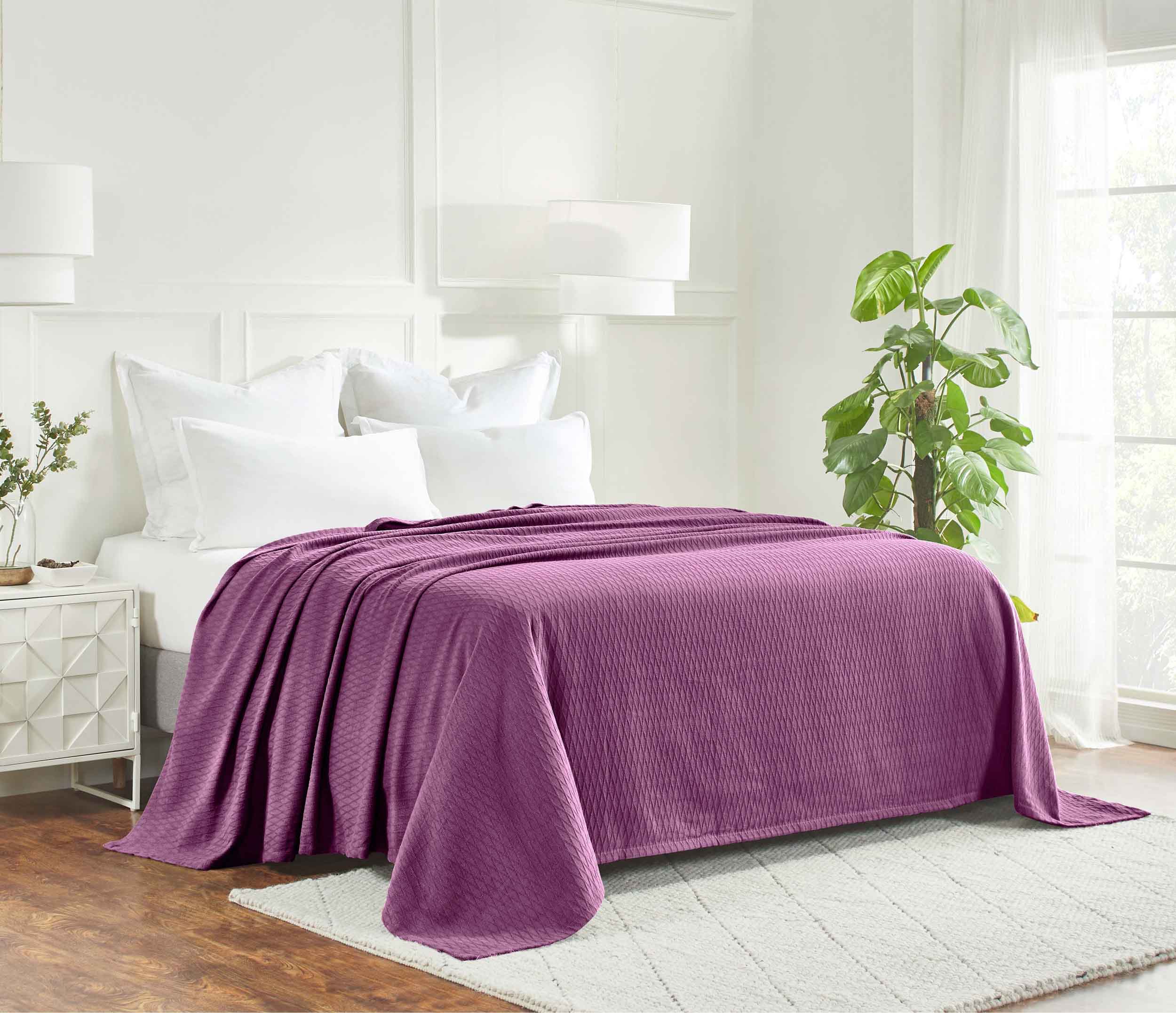 Premium Cotton All-Season Diamond Pattern Bed Blanket & Sofa Throw - Soft & Breathable for Year-Round Comfort | Perfect for Bedroom, Living Room, and Cozy Nights