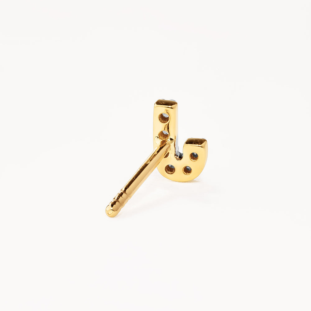 10k Gold Diamond Letter J Single Stud Earring - Elegant Initial Jewelry for Women, Perfect for Gifts, Birthdays & Everyday Wear