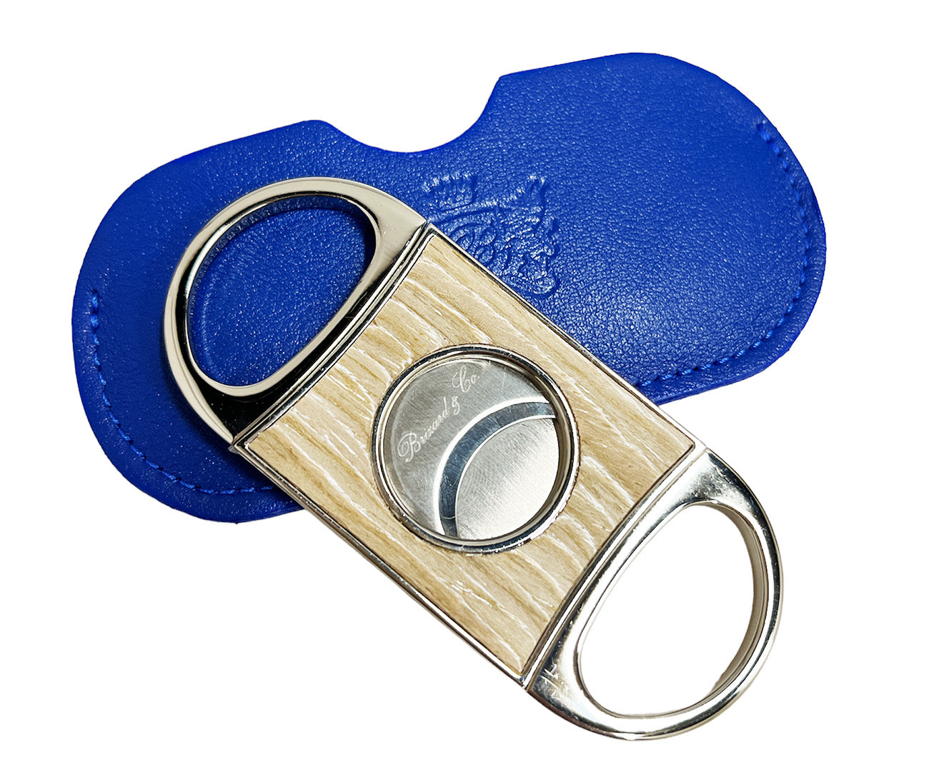 Premium Brizard & Co Double Guillotine Series II Cigar Cutter - Bleached Oak & Royal Blue Design | Perfect for Cigar Enthusiasts & Gifts | Ideal for Home, Office & Outdoor Smoking Sessions