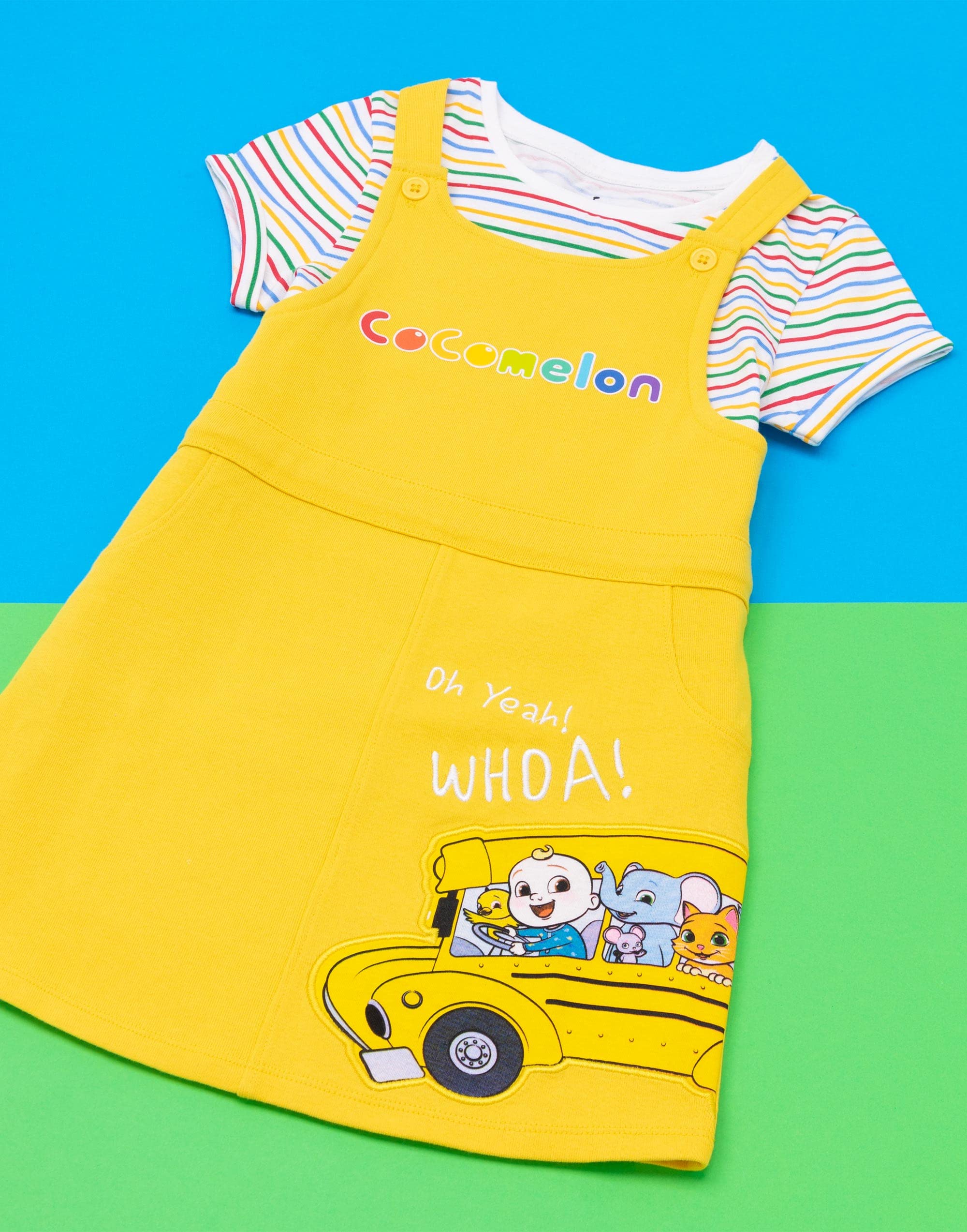 CoComelon Pinafore Dress for Girls - Cute Toddler Dungaree Outfit with T-Shirt | Perfect for Playtime, Birthday Parties & Family Photos