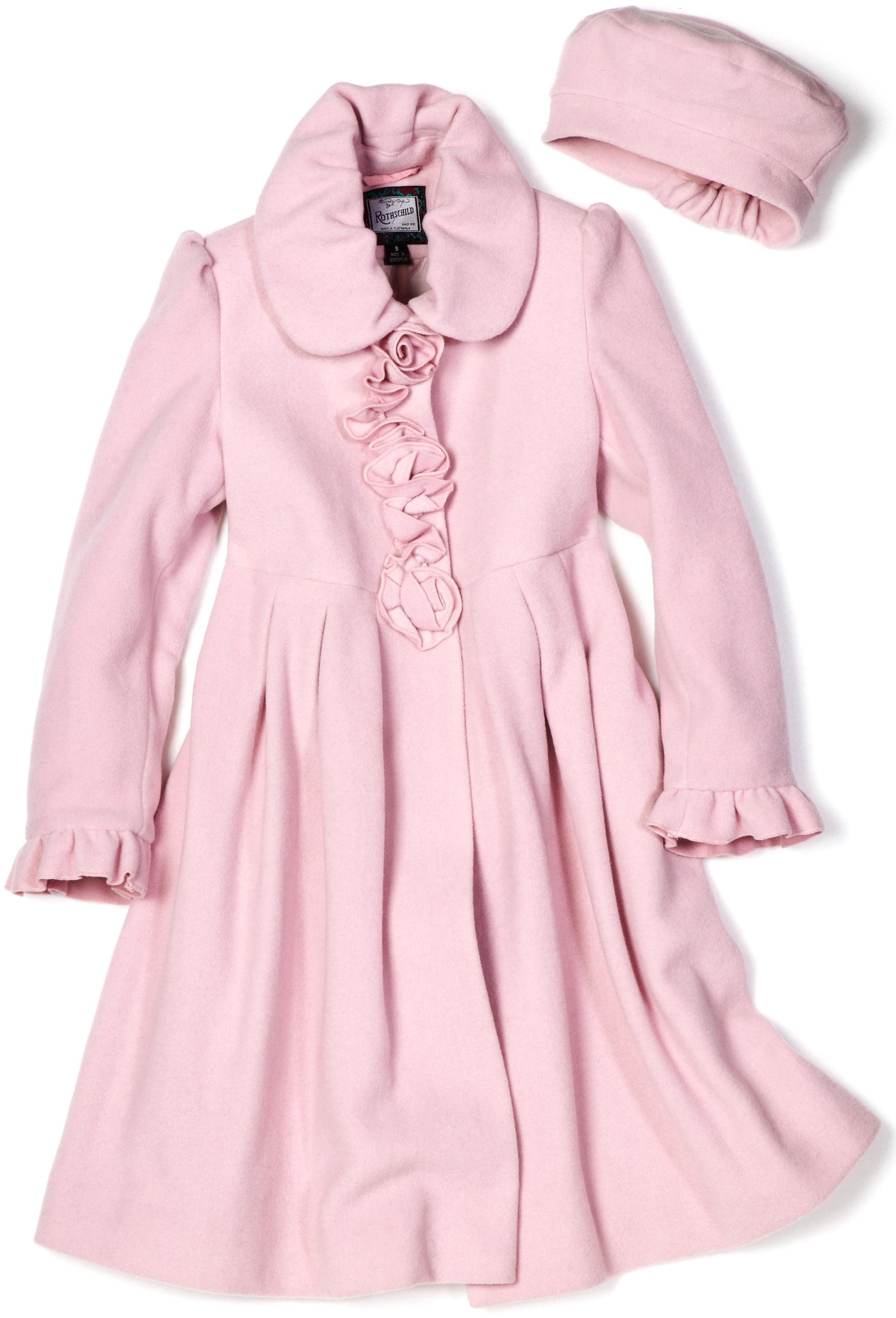 Rothschild Big Girls' Rosette Coat - Elegant Winter Jacket for Toddler Girls, Warm Fleece Lined Outerwear for School, Playdates & Holiday Events