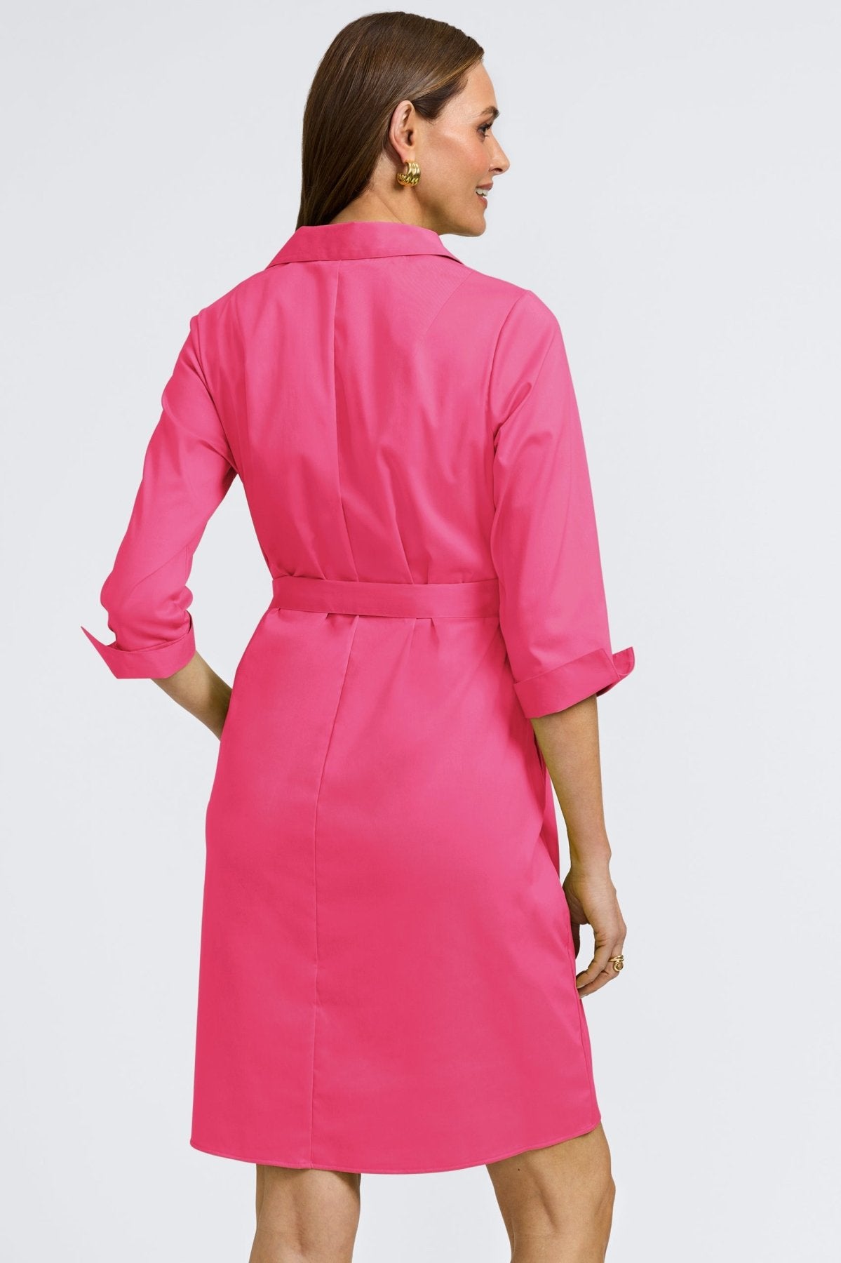 Agnes Stretch Matte Sateen 3/4 Sleeve Wrap Dress for Women - Elegant Office Wear & Cocktail Party Outfit