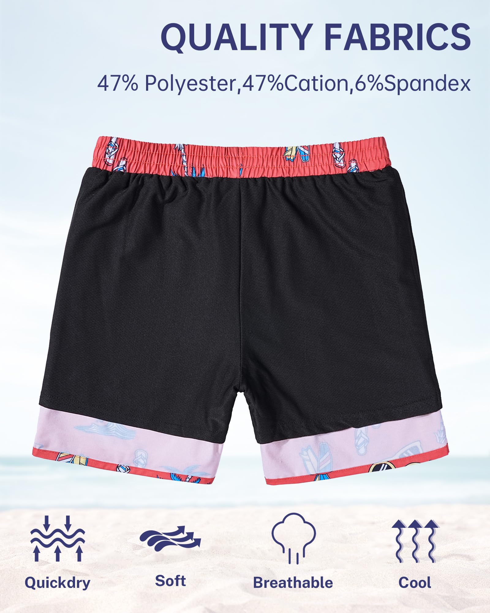 HASMES Boys Swim Trunks with Compression Liner - Quick Dry Bathing Suit & Board Shorts for Kids & Teens (Ages 5-14) - Perfect for Swimming, Beach, Pool & Water Sports