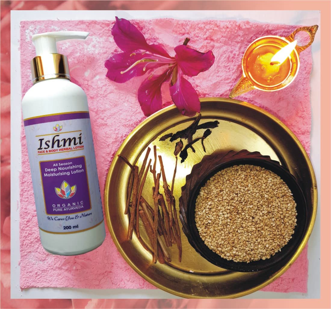 Ishmi ULTRA RICH Face & Body Lotion 200ml - Deep Moisturizing Herbal Lotion with Manjistha, Arjun & Sesame Oil | Repairs Skin Barrier for Dry Skin | Paraben, PEG & Silicon Free | Perfect for Daily Hydration & Nighttime Skin Repair