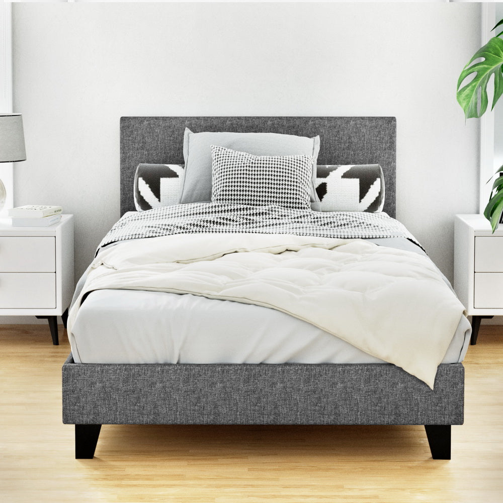 Coogee King Single Bed Frame Grey - Sturdy Wooden Platform Bed for Small Spaces, Kids & Guest Rooms | Easy Assembly & Modern Design