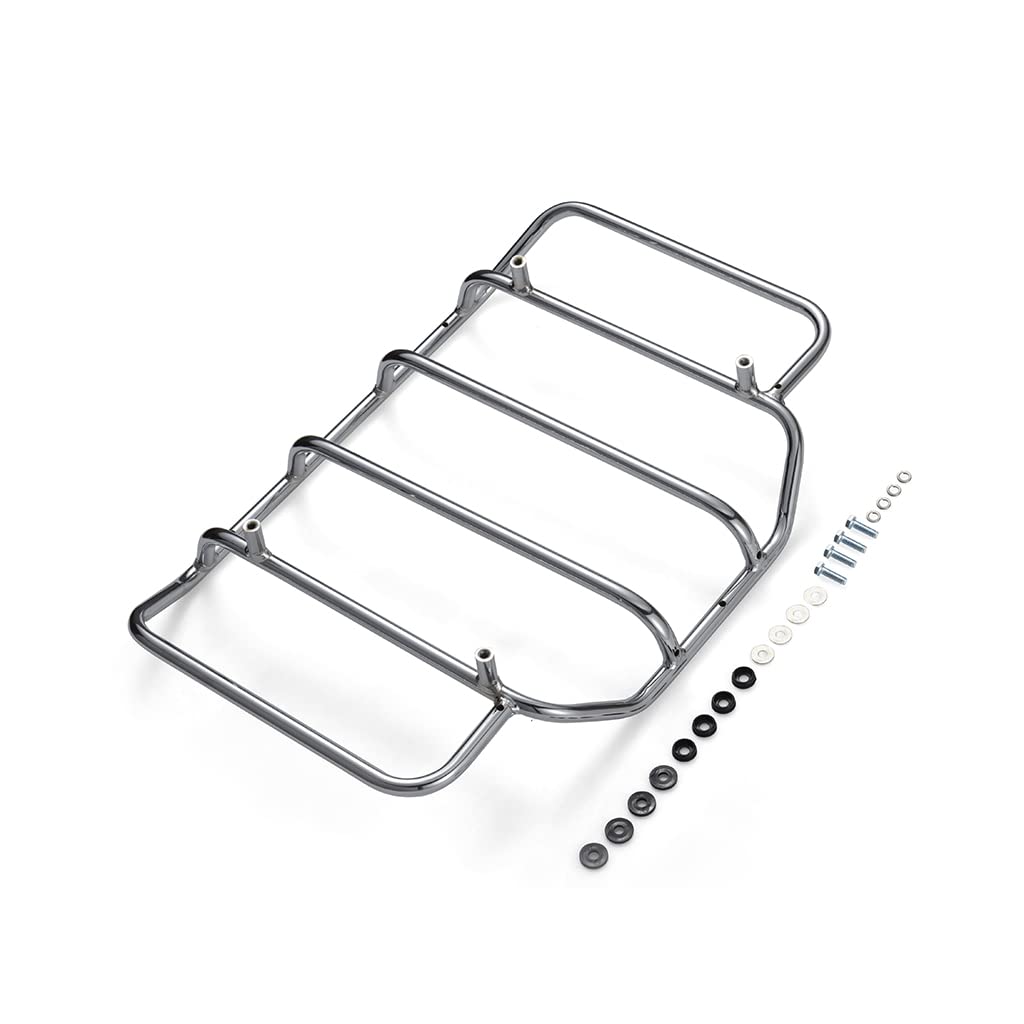 Harley Hard Tour Pack Luggage Rack - Chrome Top Rack for Air Wing Tour Pack & Moto Onfire Hard Tour Pack Trunk - Motorcycle Suitcase Carrier for Travel & Road Trips