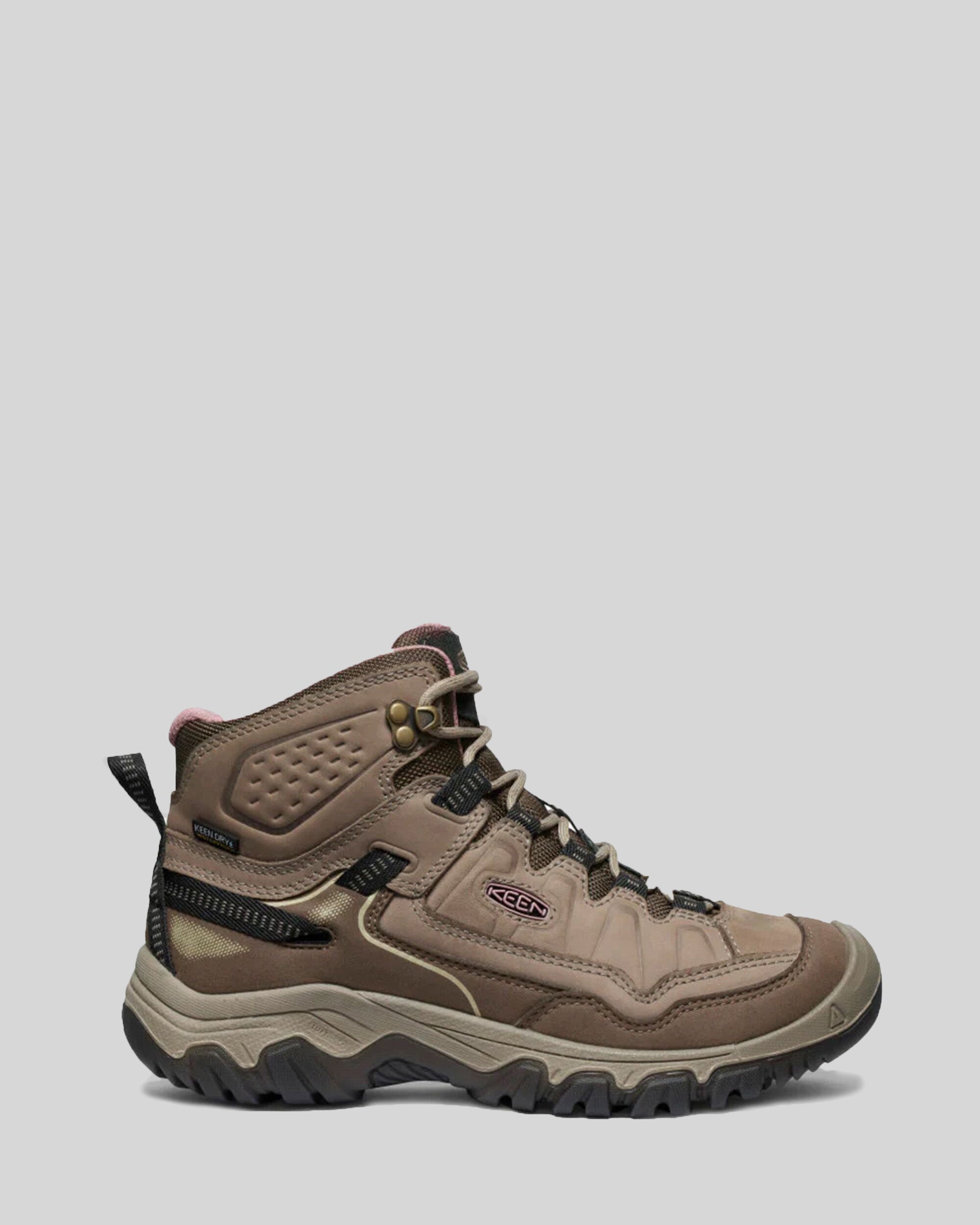 Women's Keen Targhee IV Waterproof Mid Hiking Boots - Brindle/Nostalgia Rose - Outdoor Trekking, Backpacking & Trail Walking Shoes for Women