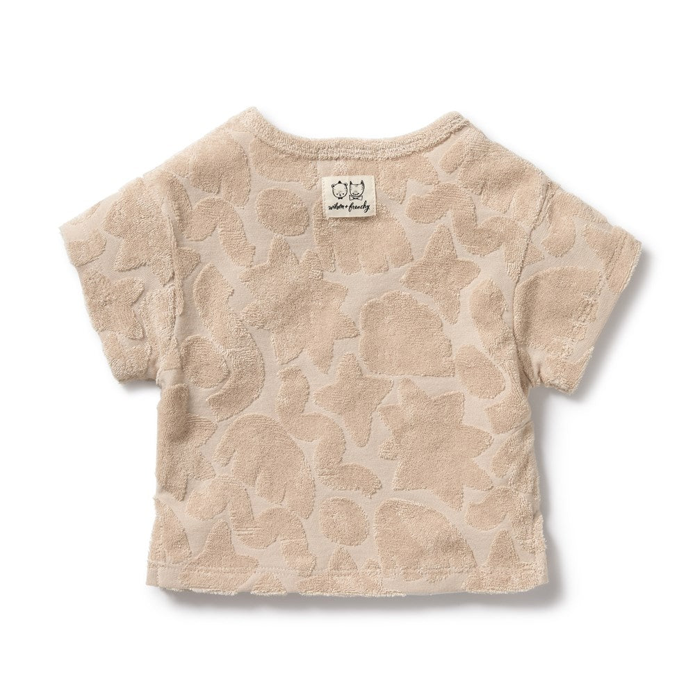 Organic Cotton Terry Tee for Women - Soft & Breathable Pattern Play T-Shirt - Perfect for Casual Wear, Yoga, and Lounging