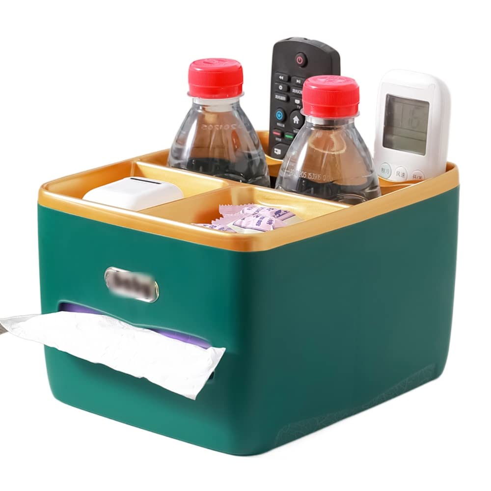 Modern Minimalist Rectangular Pumping Paper Box - Green Plastic Tissue Holder with Multiple Storage Compartments for Toilet Paper | Perfect for Bedroom, Kitchen, Office & Bathroom Organization