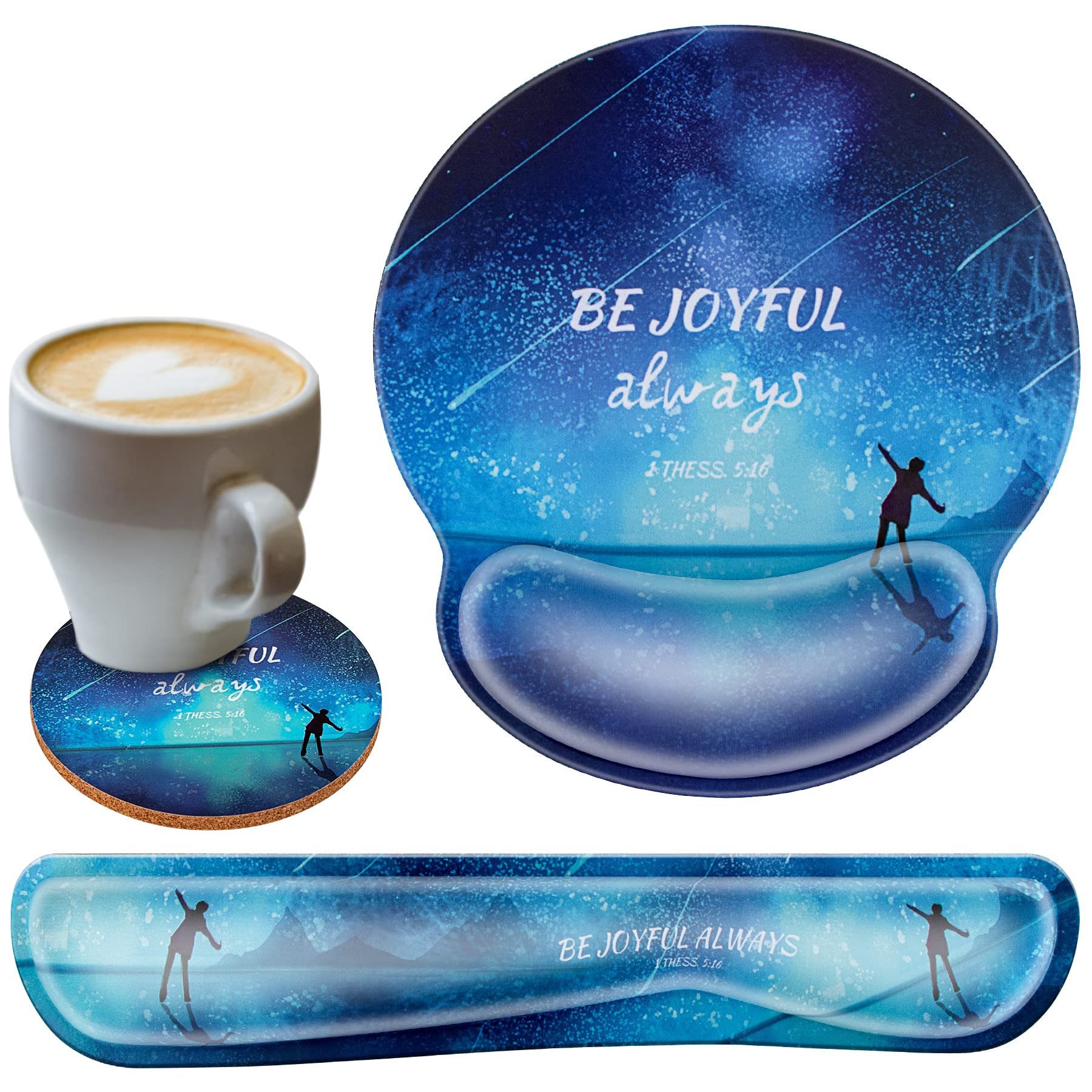 BVYA Memory Foam Non-Slip Keyboard Wrist Rest & Mouse Pad Set with Coaster - Ergonomic Computer Accessories for Office, Gaming, and Laptop Use - Perfect for Long Work Sessions and Comfortable Typing