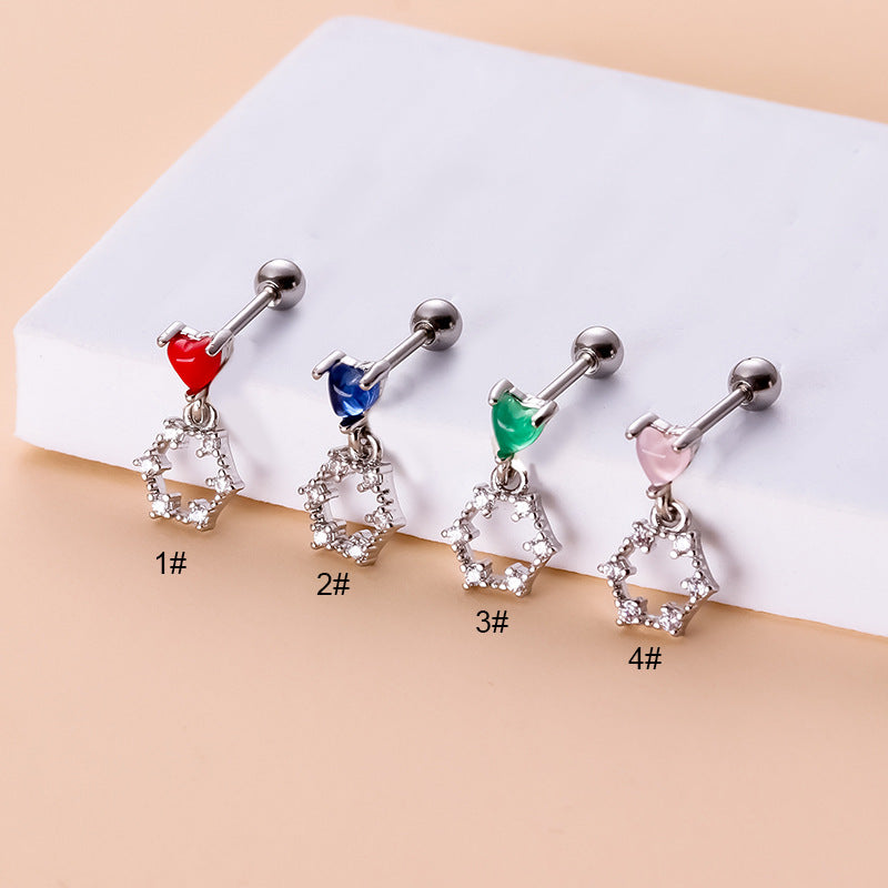 20G Cartilage Dangle Heart Earrings - Flat Back Conch Earrings for Women | Perfect for Daily Wear, Parties & Gifts | HSPJ734