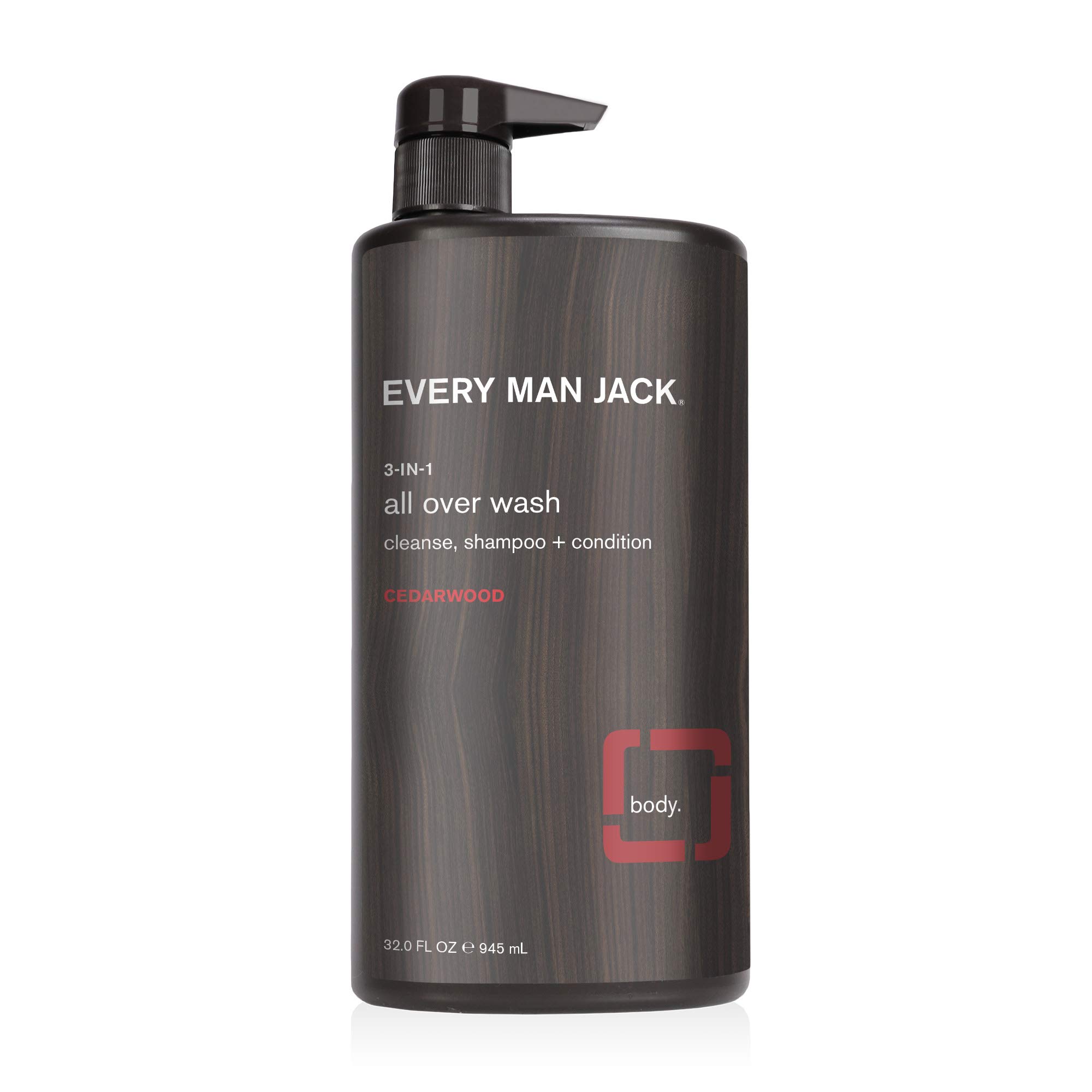 EVERY MAN JACK Cedarwood All Over Body Wash for Men, 32 Fl Oz - Hydrating & Refreshing Shower Gel with Natural Ingredients for Daily Skincare Routine
