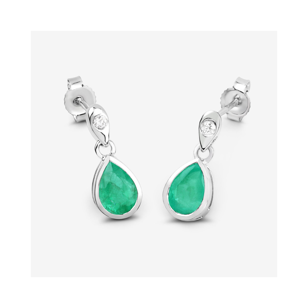 Authentic Zambian Emerald & Diamond Dangle Earrings | Luxury 18K Gold Jewelry for Women | Perfect for Weddings, Parties & Special Occasions