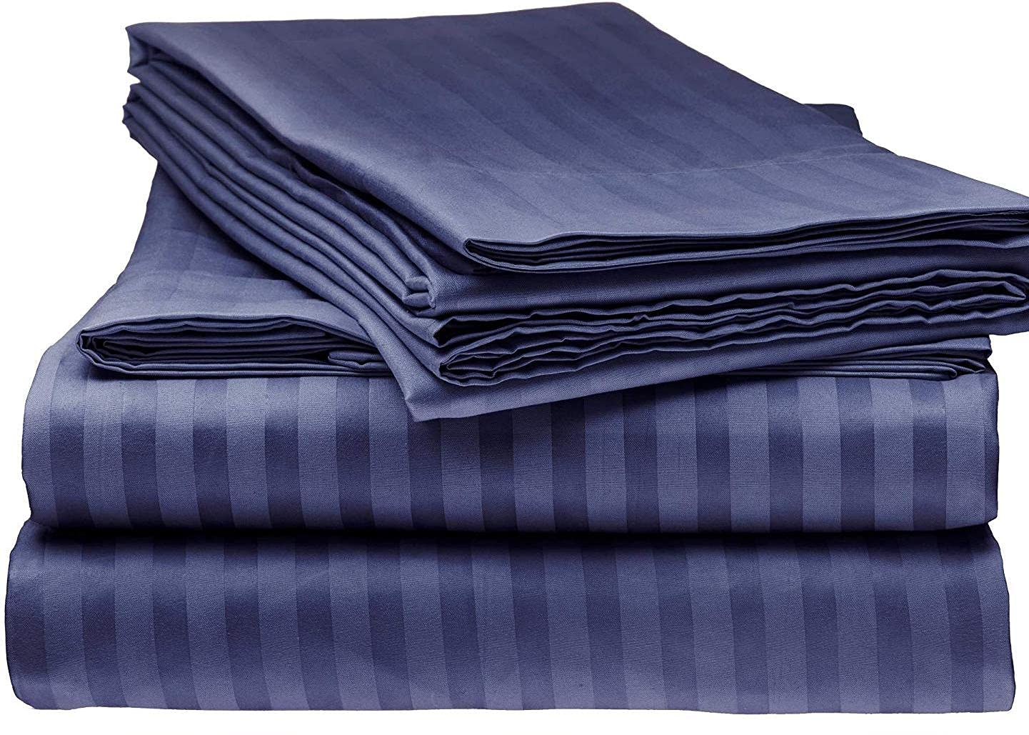 Premium 800-Thread-Count 100% Long-Staple Cotton 4-Piece Twin Sheet Set - Navy Blue Sateen Weave Bedding, Ultra Soft & Silky, Fits Mattress Up to 21