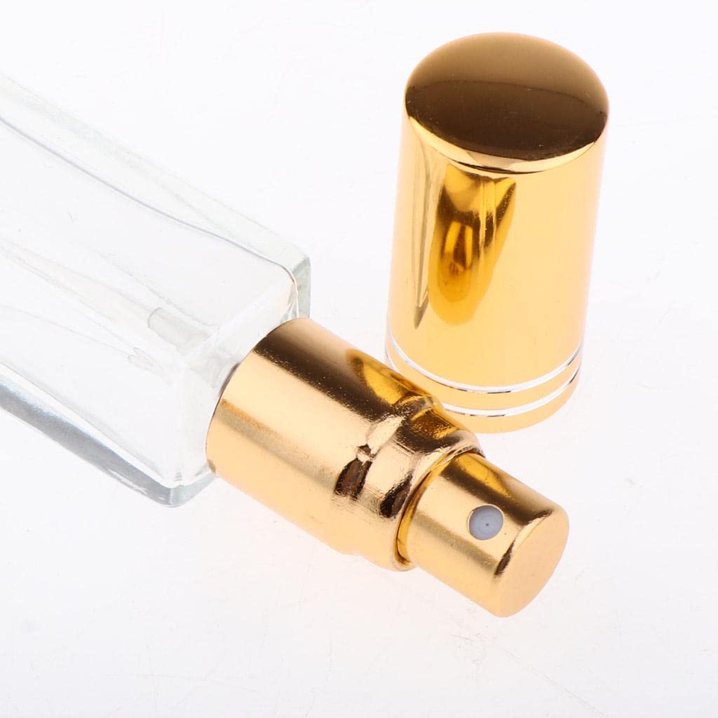 6-Pack 8ml Square Transparent Refillable Glass Spray Bottles with Gold Pump & Cap - Perfect for Toner, Perfume, Attar, Lotion, Moisturizer & Essential Oils - Multi-Use Travel-Friendly Bottles for Skincare, Fragrance & DIY Beauty Products