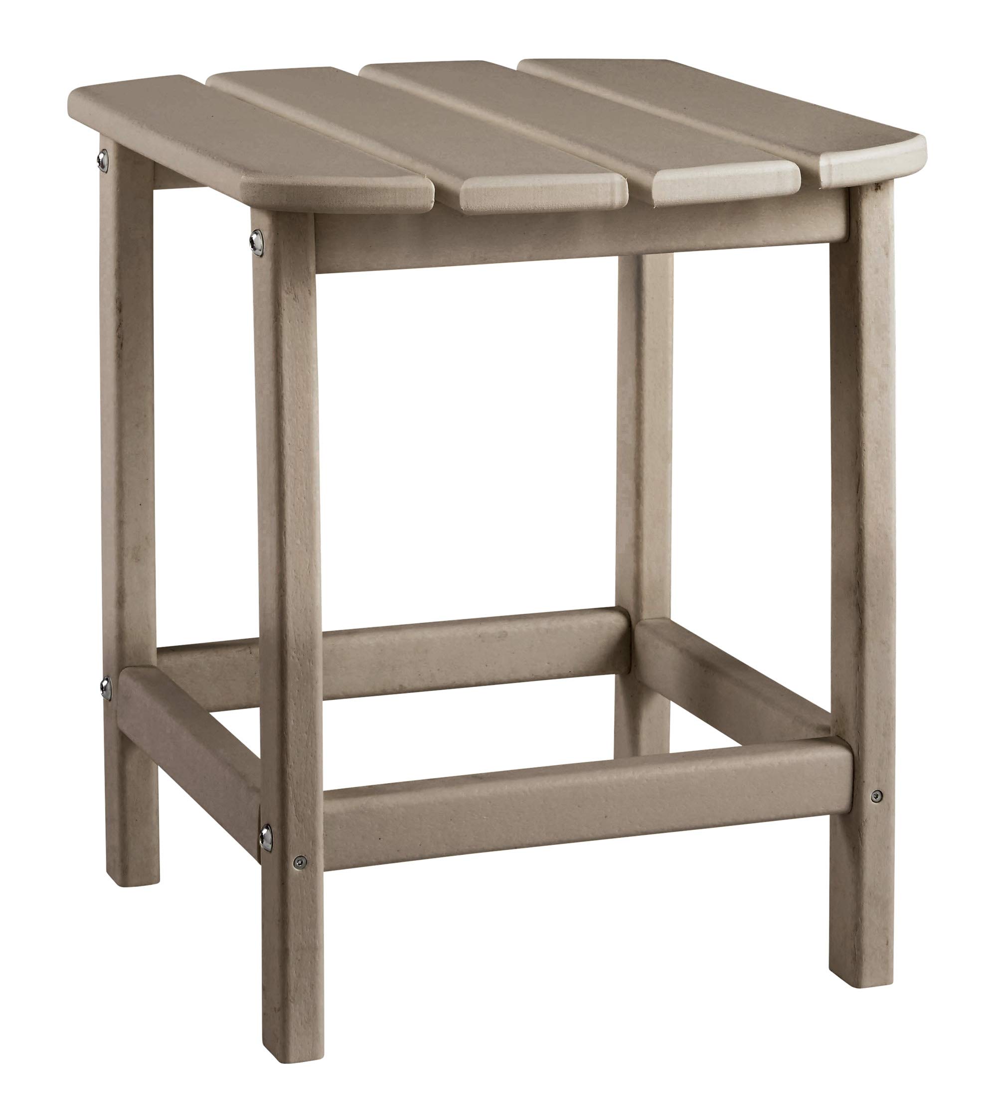 Signature Design by Ashley Sundown Treasure Outdoor Patio HDPE Weather Resistant End Table - Brown Coffee Table for Poolside, Garden & Backyard Relaxation