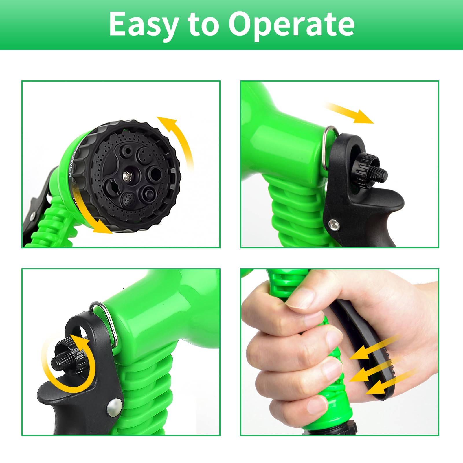 Expandable Garden Hose 50FT - Lightweight Flexible Water Hose with 7 Function Spray Nozzle, Leak-Proof Magic Hose for Gardening, Car Washing, Lawn Watering & Outdoor Cleaning (Ideal for Backyard, Patio, and Yard Maintenance)