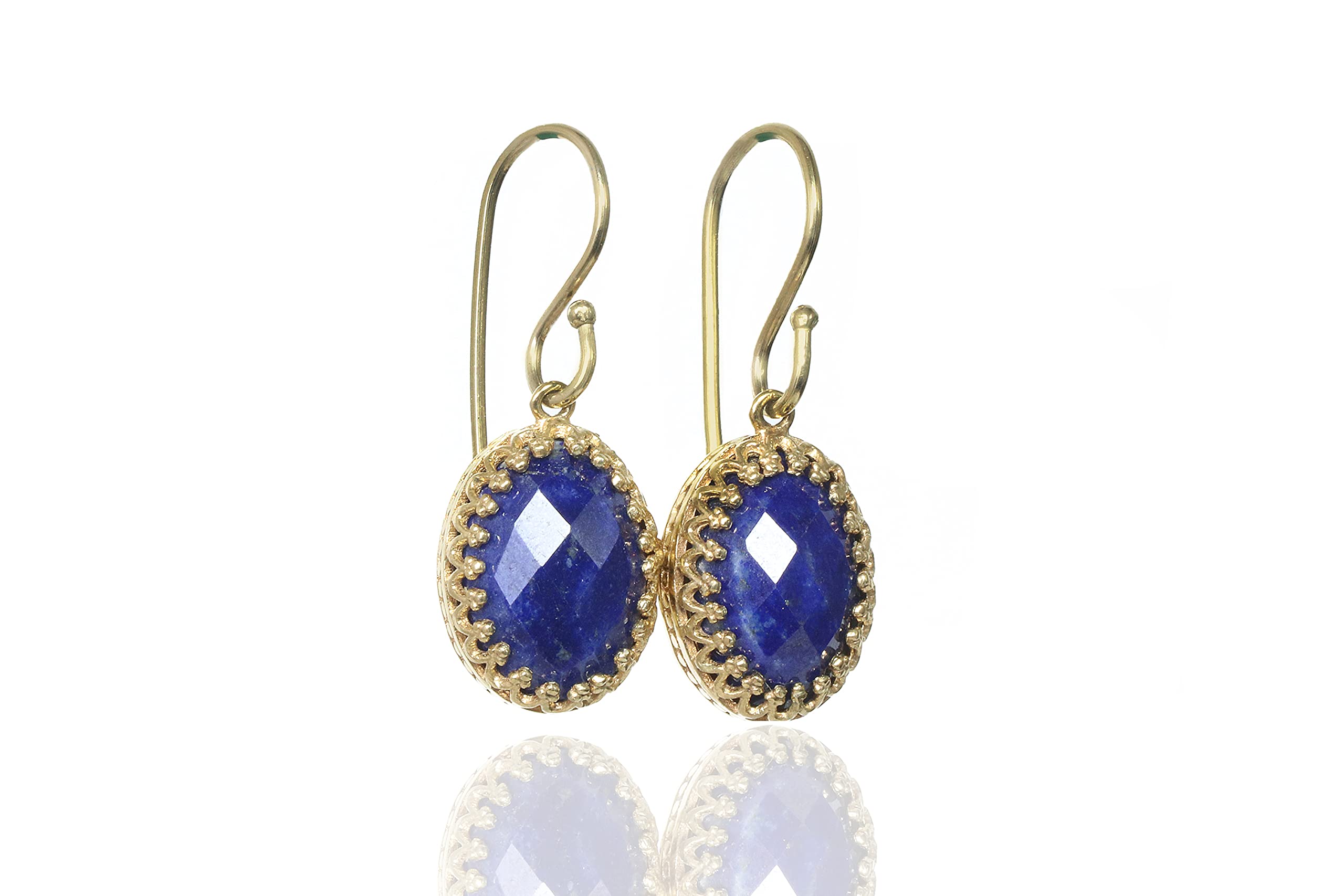 Handmade Lapis Lazuli Dangle Earrings for Women - Natural Blue Gemstone Statement Jewelry by Anemone Jewelry - Artisan Crafted Gift Box Included - Perfect for Parties, Weddings & Special Occasions