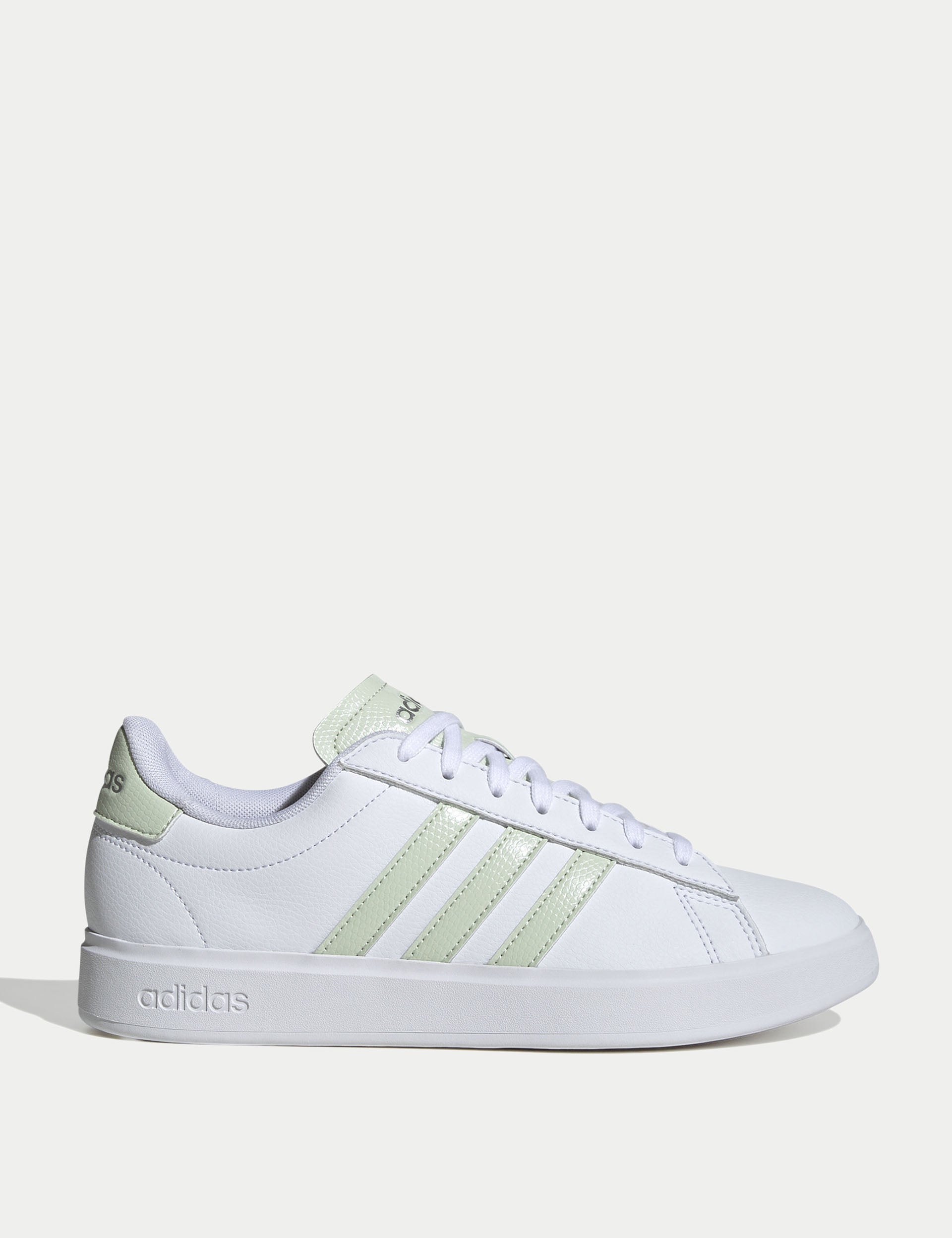 Adidas Grand Court 2.0 Sneakers - Cloud White/Linen Green/Matte Silver - Comfortable Tennis Shoes for Men & Women - Perfect for Casual Wear, Gym & Outdoor Activities