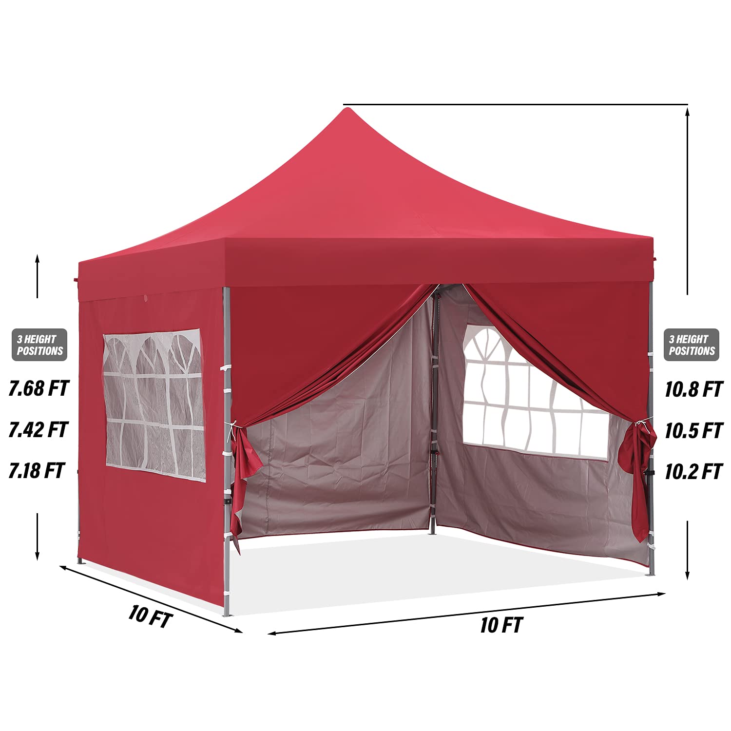 10x10 Ft Outdoor Pop Up Canopy Tent - Pink Instant Shelter with Wheeled Bag for Patio, Backyard, Beach & Commercial Use | Portable Folding Gazebo for Parties, Camping & Events