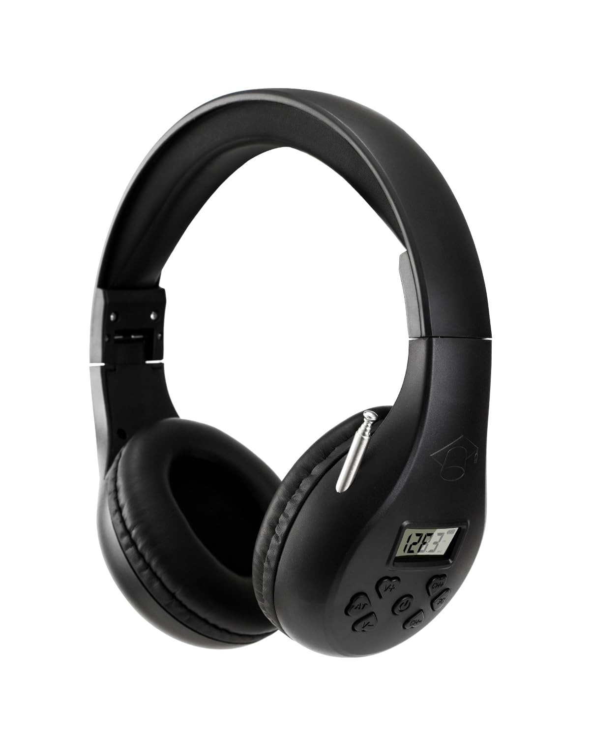 Portable FM Radio Headphones with Strong Reception, Wireless Walkman Headset for Walking, Jogging, Gym - Powered by 2 AA Batteries (Not Included) - Black - Perfect for Outdoor Activities, Commuting & Travel