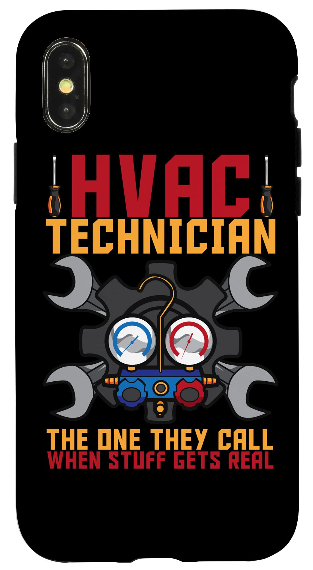 iPhone X/XS Heavy Duty HVAC Technician Case - Rugged Protective Cover for Tough Jobs - Perfect for HVAC Work, Construction & Outdoor Use