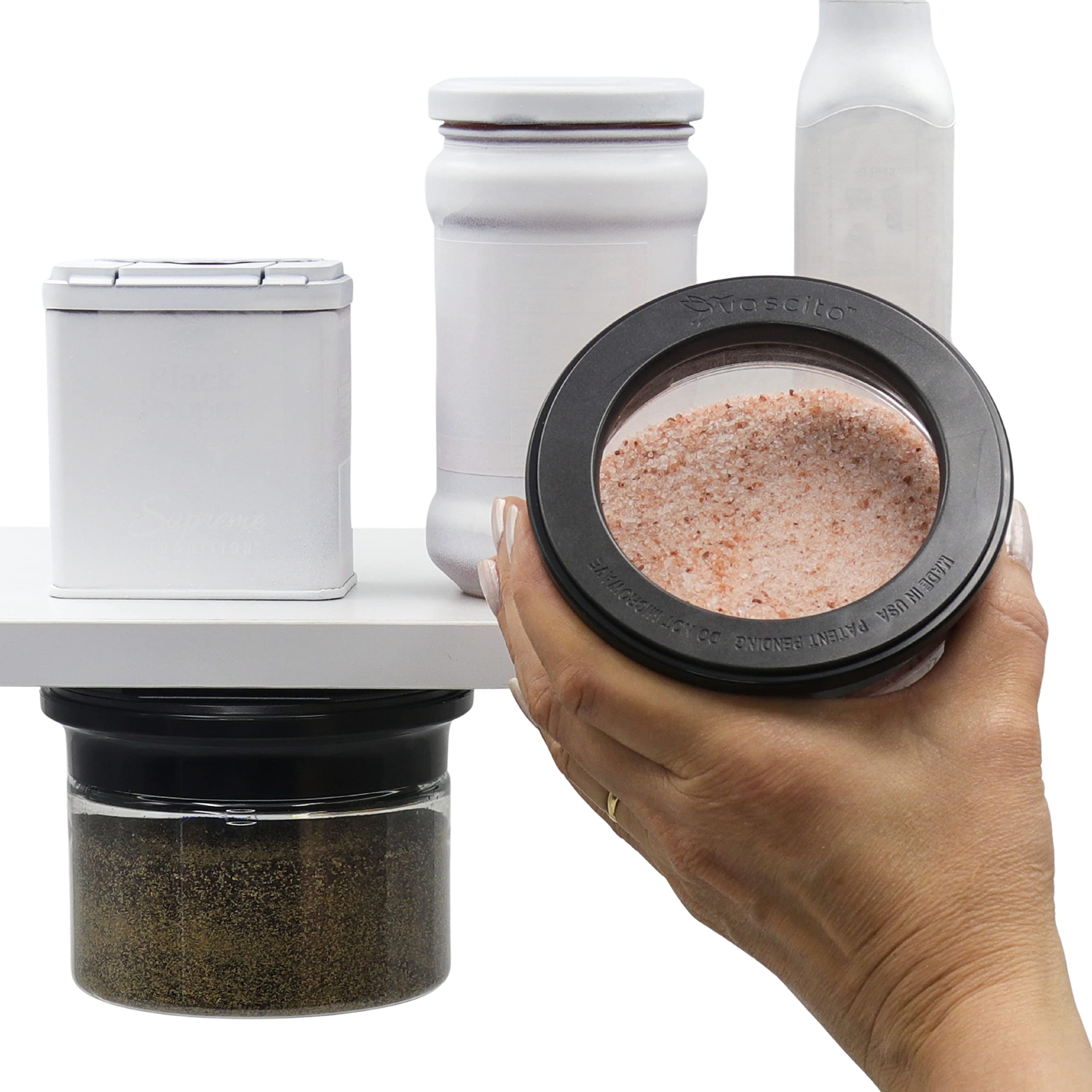 Magnetic Spice Jars Set - 24 Pack Space Saving Spice Organizer for Cabinet & Pantry Storage | Adhesive Magnetic Canisters for Fridge, Under Shelf Organization | Perfect for Kitchen, RV & Small Space Organization