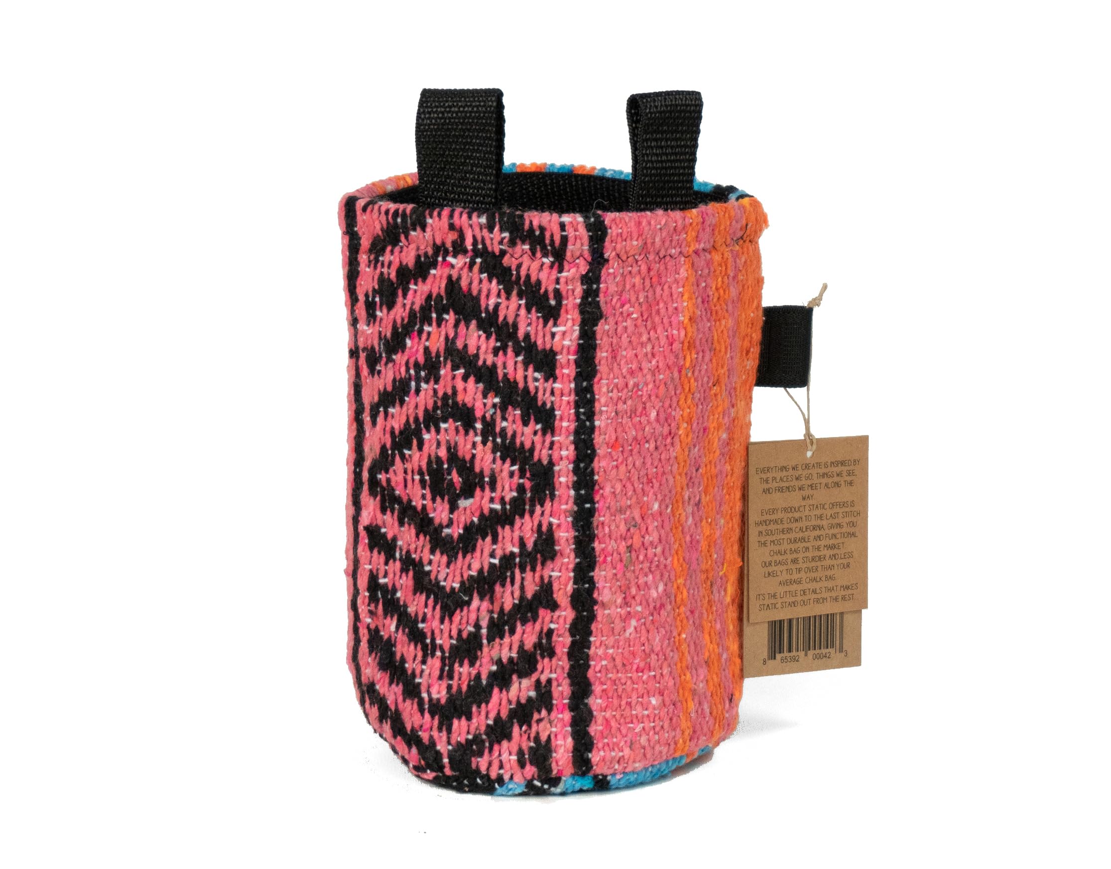 STATIC Chalk Bag | TRAVELER SERIES | Premium Chalk Bag for Rock Climbing & Bouldering | Neon Pink/Orange | Perfect for Gym Training & Outdoor Adventures
