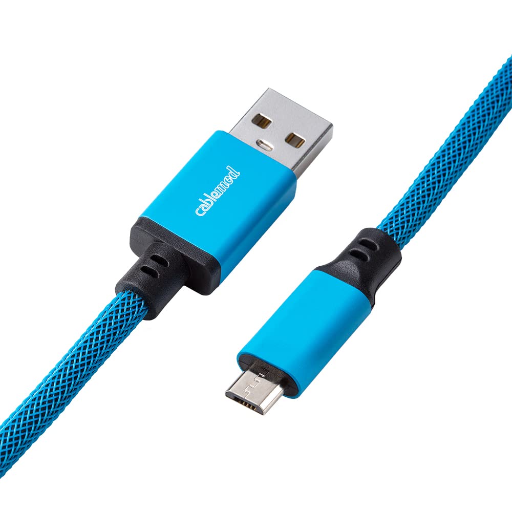 CableMod Pro Straight Keyboard Cable - USB A to USB Type C (5ft/150cm, Spectrum Blue) | Premium Braided USB Cable for Mechanical Keyboards, Gaming Setup & Office Workstation