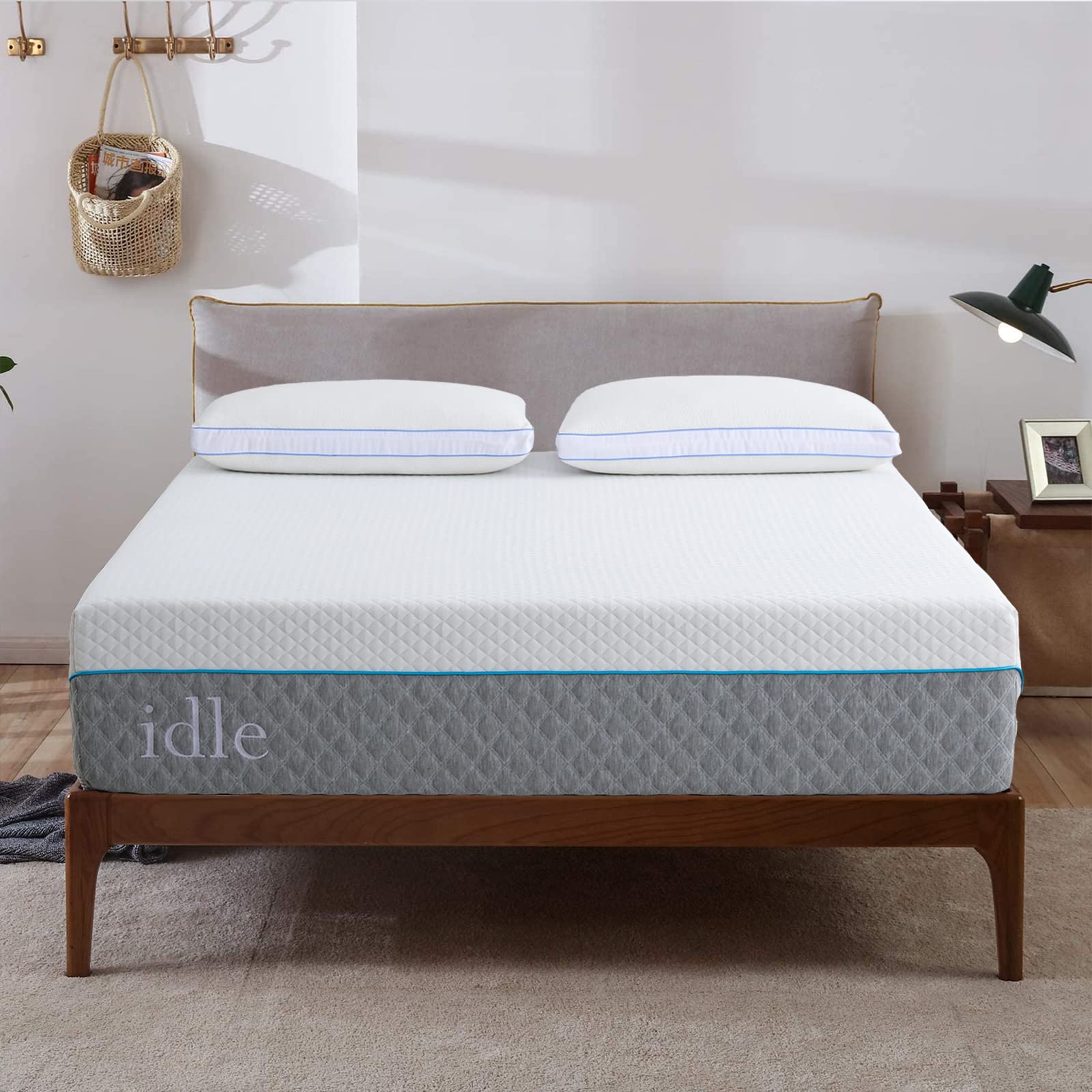 12 Inch Twin Size Memory Foam Mattress - CertiPUR-US Certified, Pressure Relief Bed Mattress in a Box with 2 Free Pillows (White) | Perfect for Guest Rooms, Dorms & Small Spaces