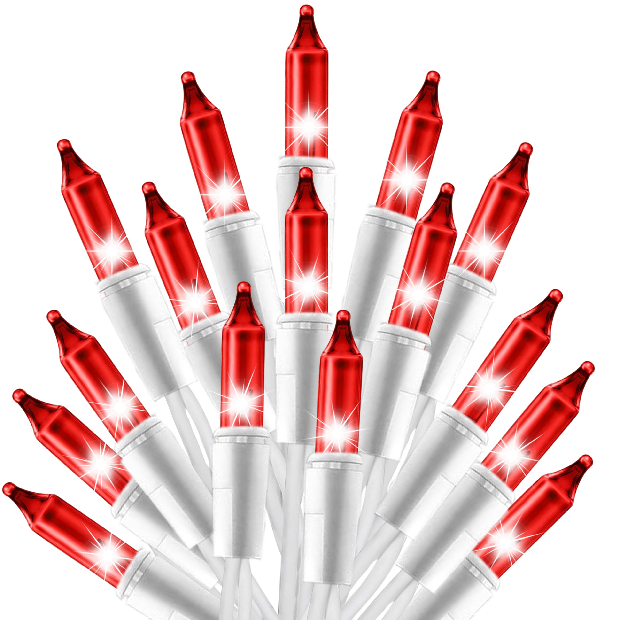 100 LED Red Christmas Lights with 20.6ft White Wire - Indoor/Outdoor Holiday String Lights for Xmas Tree, Wedding, Halloween, Valentine's Day Decorations (UL Certified) - Perfect for Home, Party, and Seasonal Celebrations
