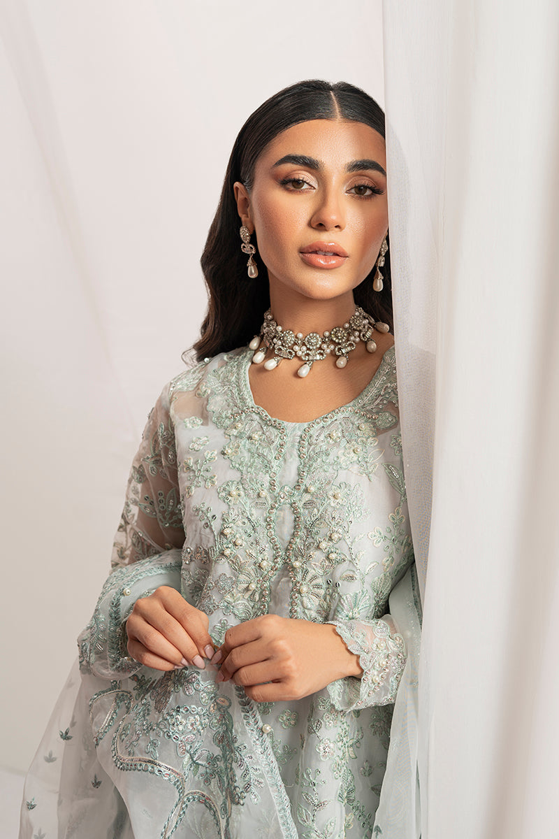 MAH JABEEN 3-Piece Organza Embroidered Pret Dress Set - Elegant Formal Wear for Weddings, Parties & Special Occasions