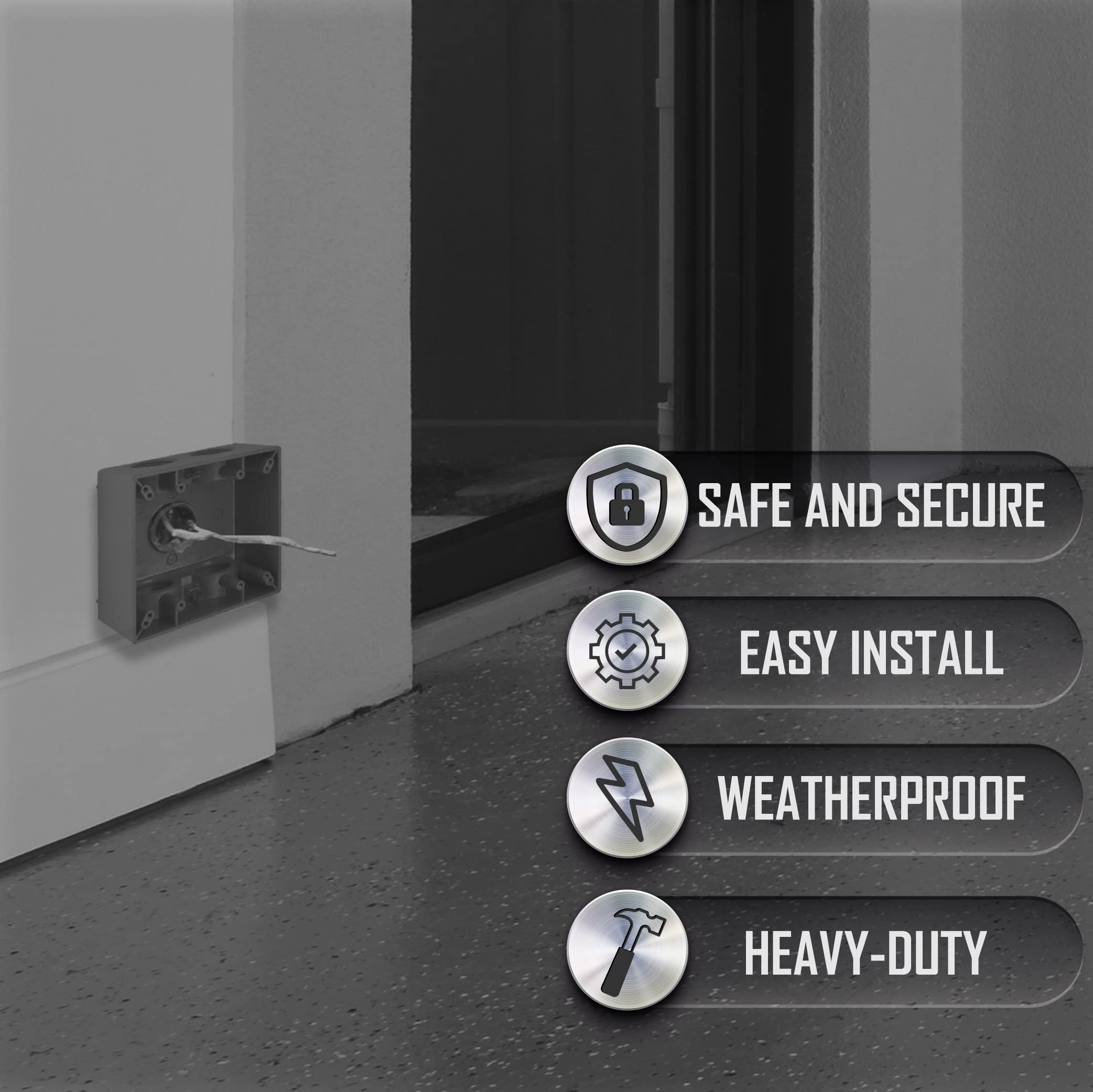 TayMac 5388-0 2-Gang Weatherproof Deep Electrical Box with Five 3/4-in. Threaded Outlets (Gray) - Outdoor Junction Box for Outlet, Switch & GFCI - Ideal for Patio, Garden & Pool Area Wiring