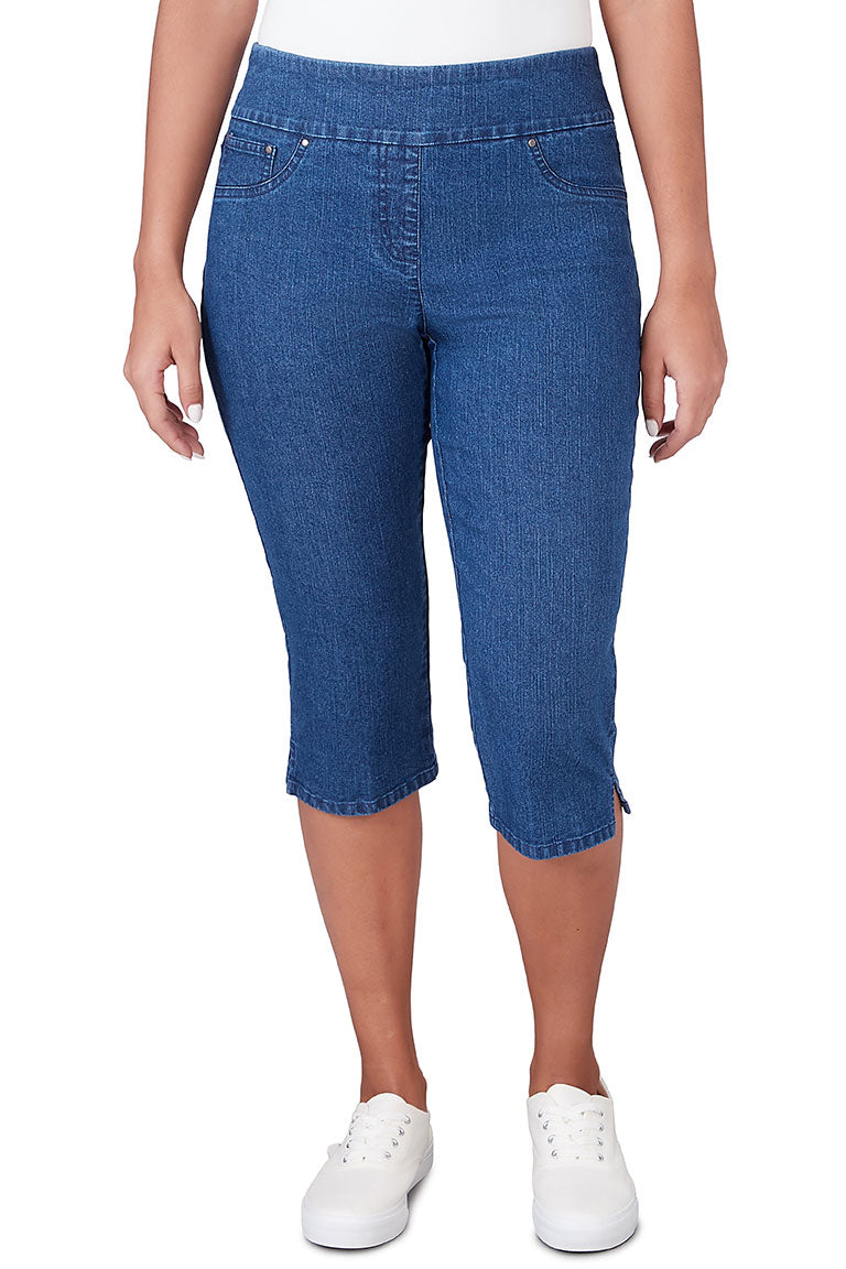 Women's Stretch Denim Pull-On Clamdigger Pants - Comfortable Mid-Length Capris for Casual Wear, Beach Outings & Summer Fashion